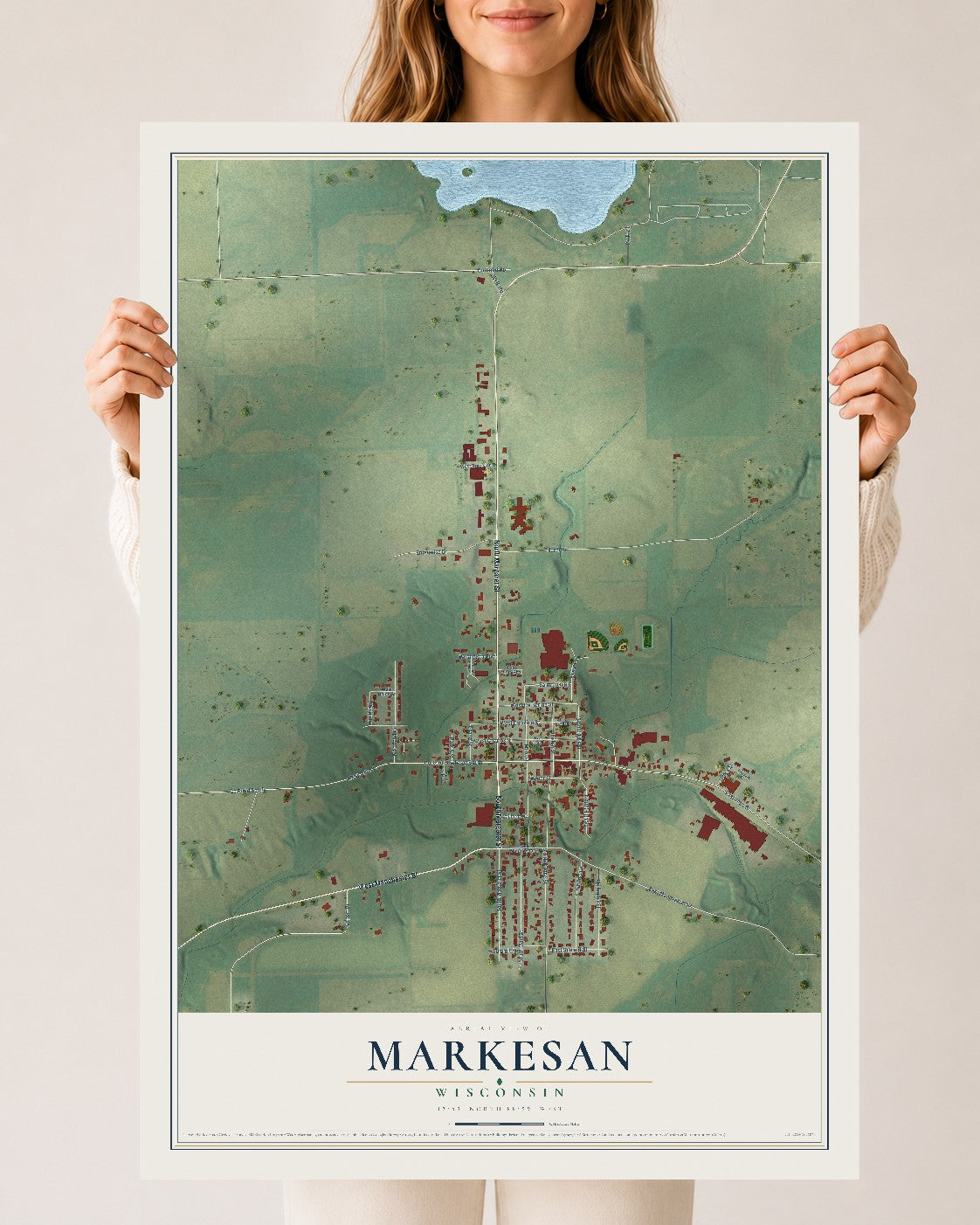 Map of Markesan, Wisconsin, 24 x 36 inch unframed archival matte print