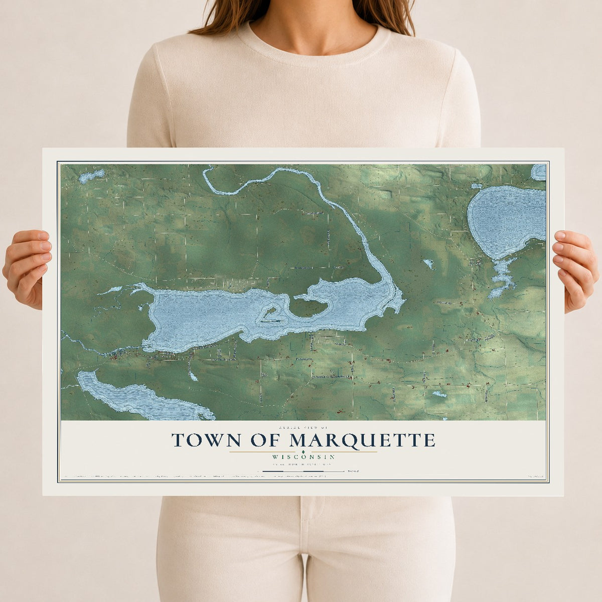 Map of the Town of Marquette, Wisconsin, 12 x 18 inch unframed archival matte print