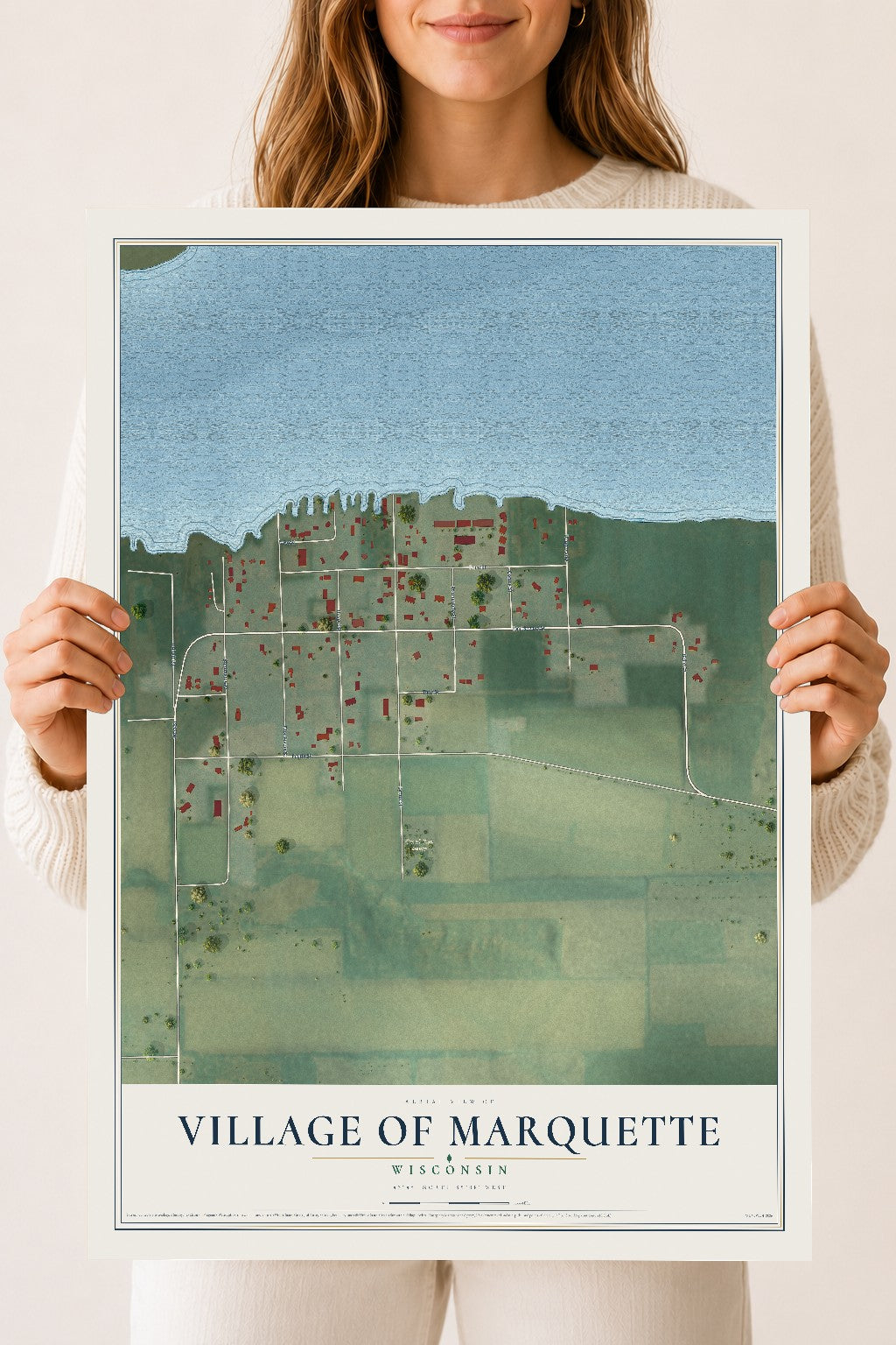 Map of Marquette, Wisconsin, 18 x 24 inch unframed archival matte print