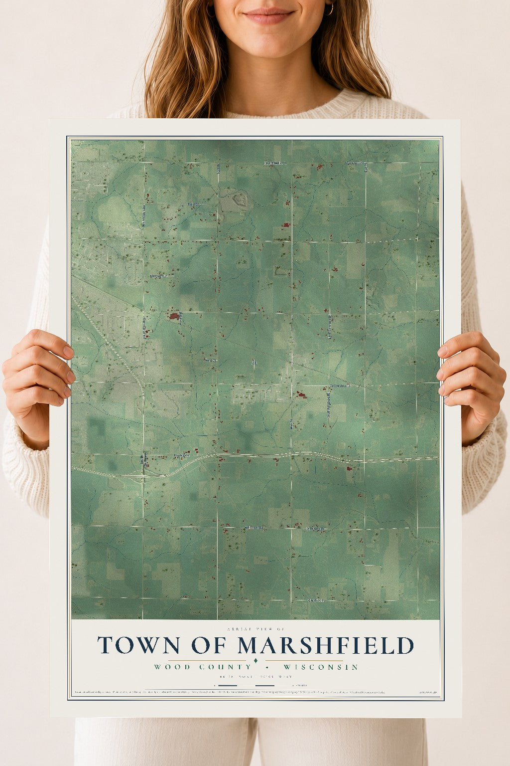 Map of the Town of Marshfield, Wood County, Wisconsin, 18 x 24 inch unframed archival matte print