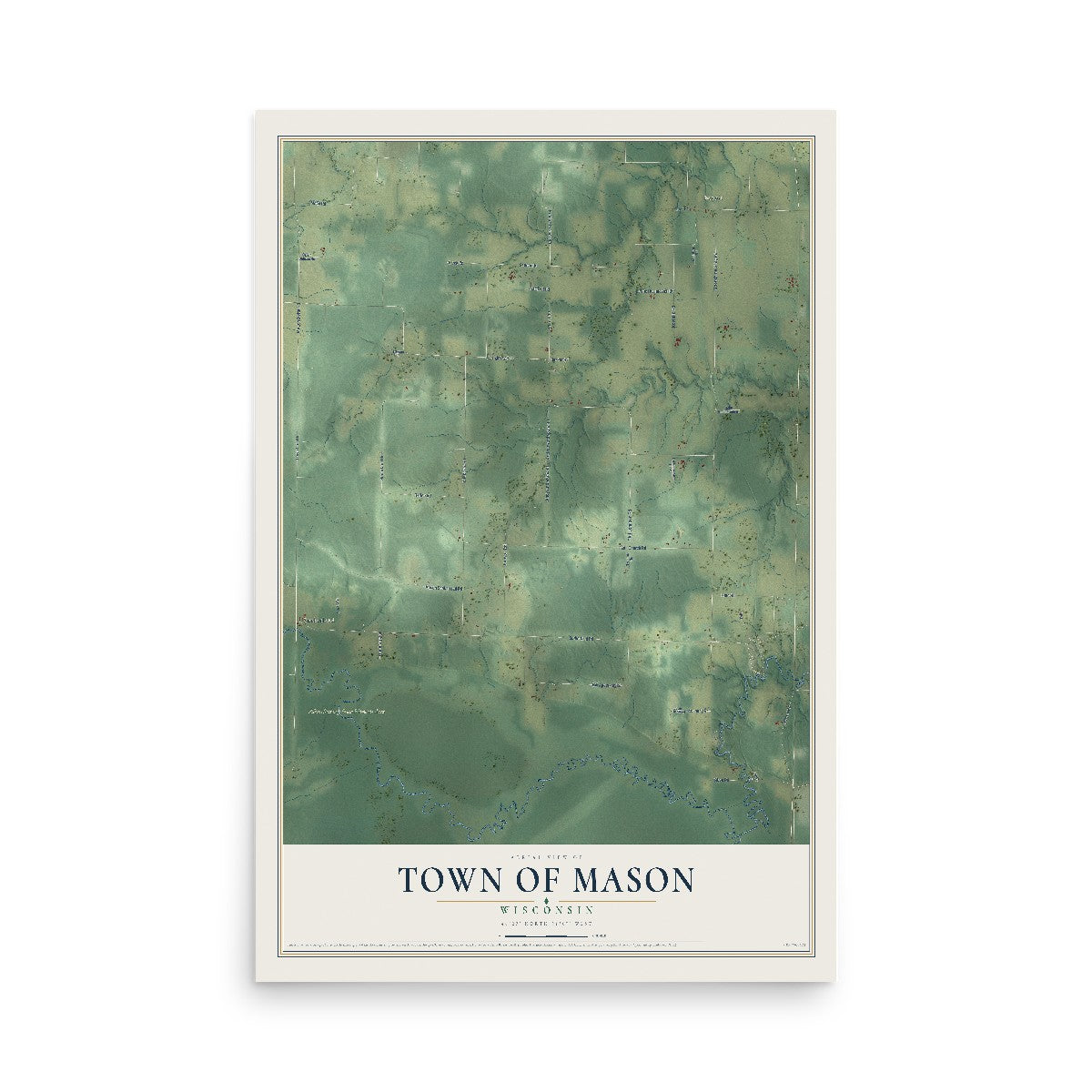Map of the Town of Mason, Wisconsin, 12 x 18 inch unframed archival matte print