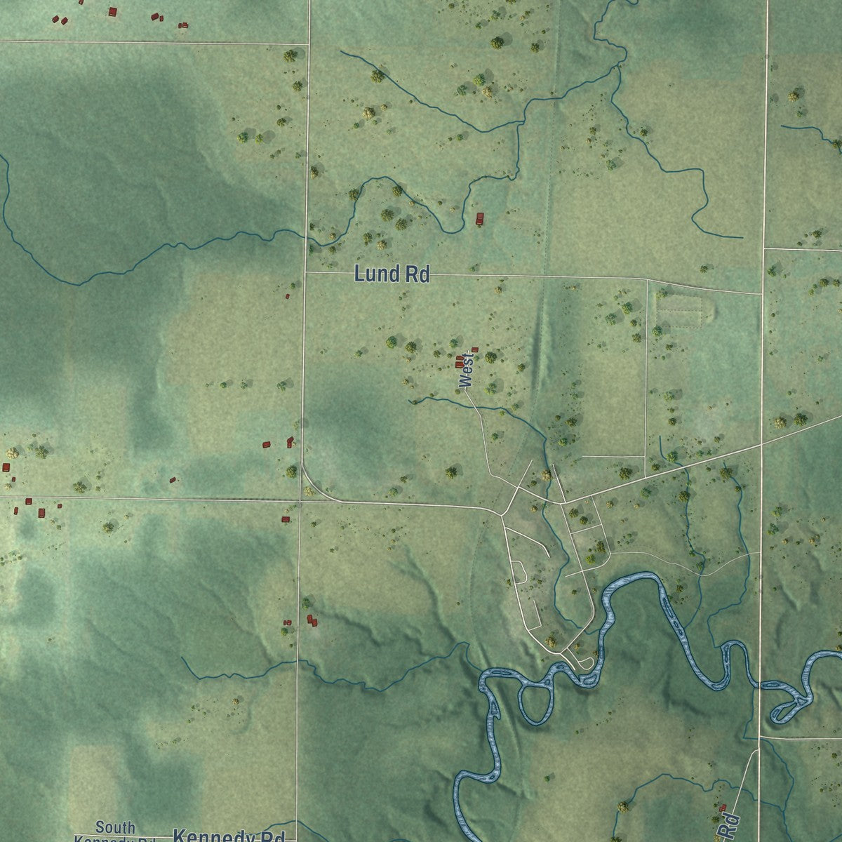 Close-up of the map of the Town of Mason, Wisconsin print showing street and building detail