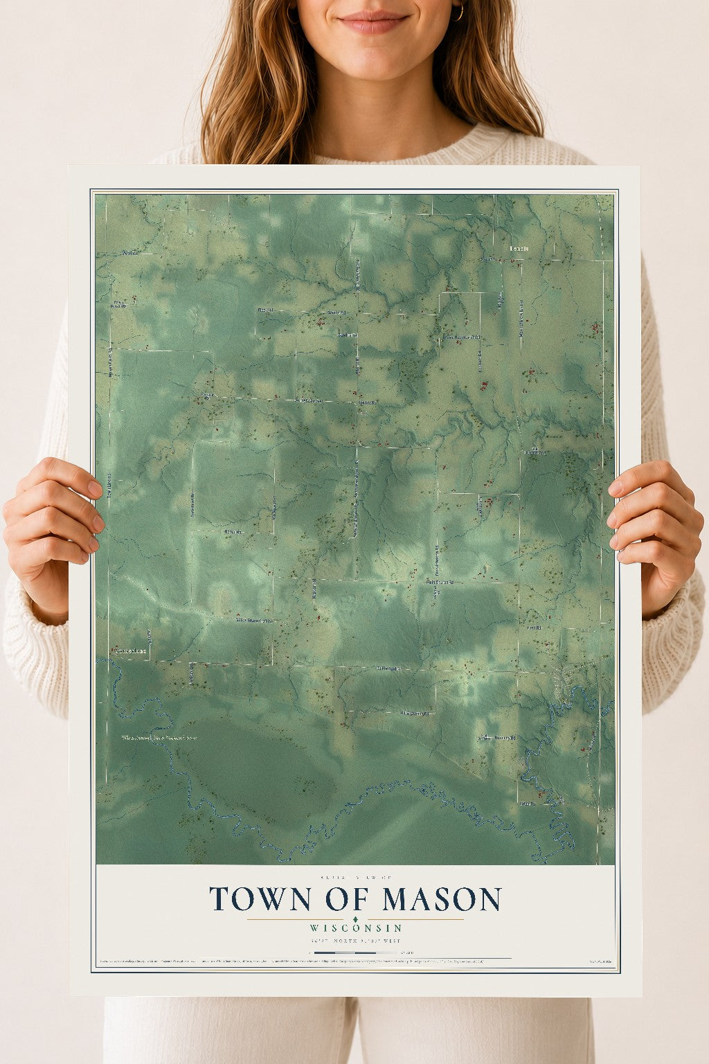 Map of the Town of Mason, Wisconsin, 18 x 24 inch unframed archival matte print