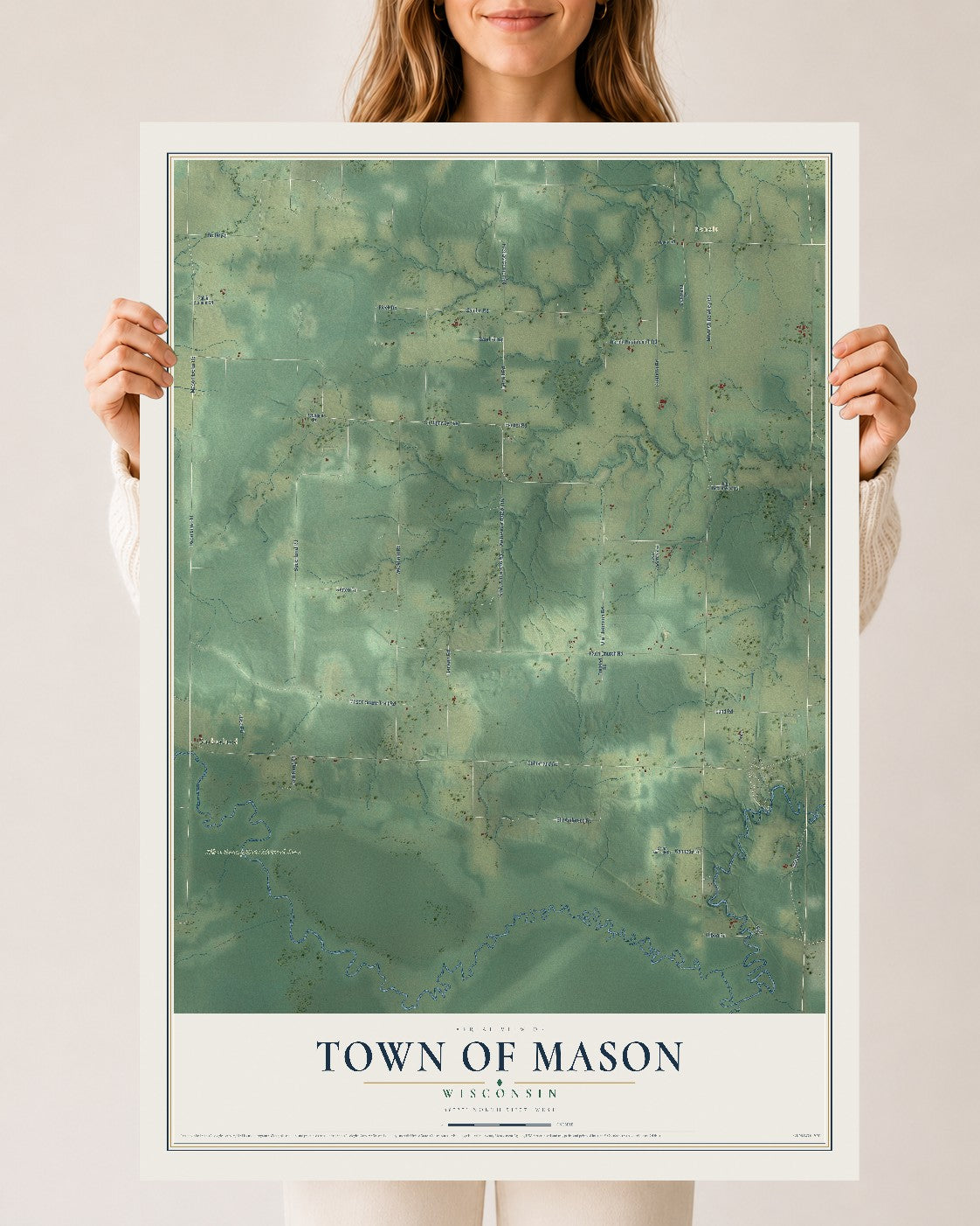 Map of the Town of Mason, Wisconsin, 24 x 36 inch unframed archival matte print