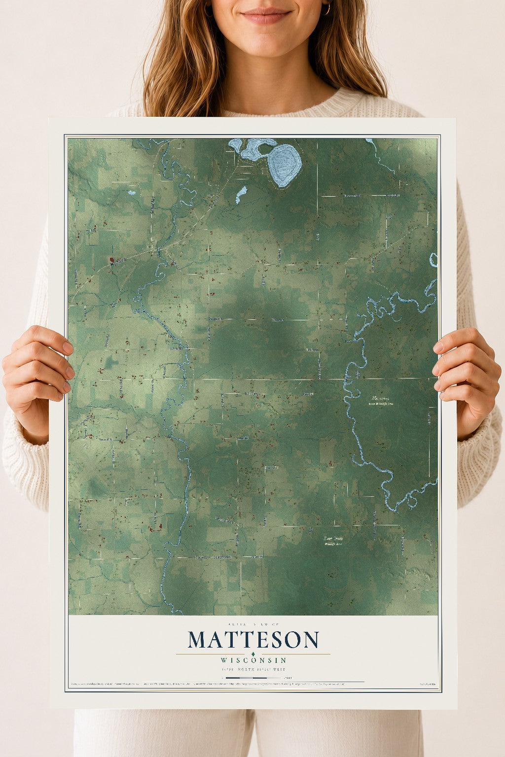 Map of Matteson, Wisconsin, 18 x 24 inch unframed archival matte print