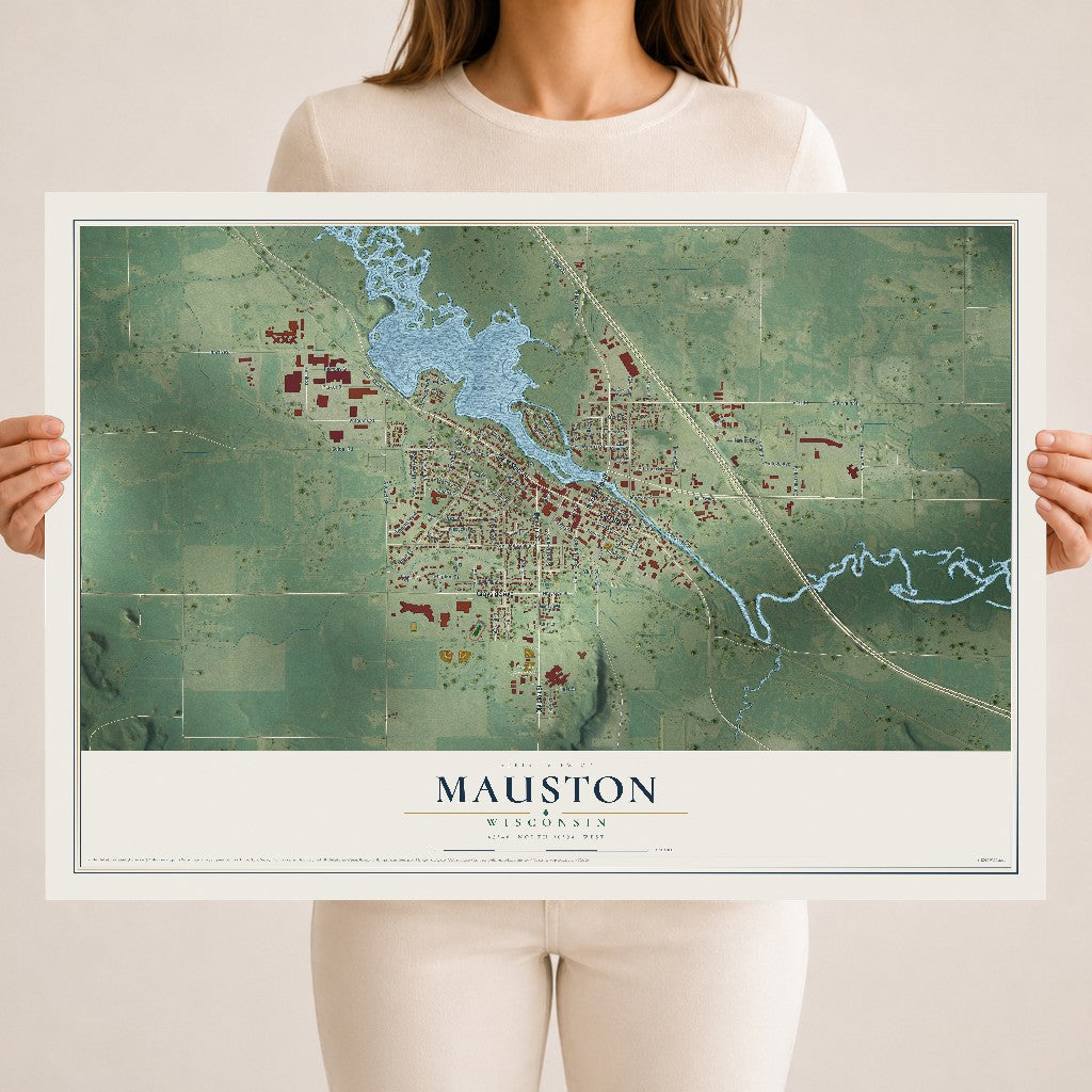 Map of Mauston, Wisconsin, 18 x 24 inch unframed archival matte print