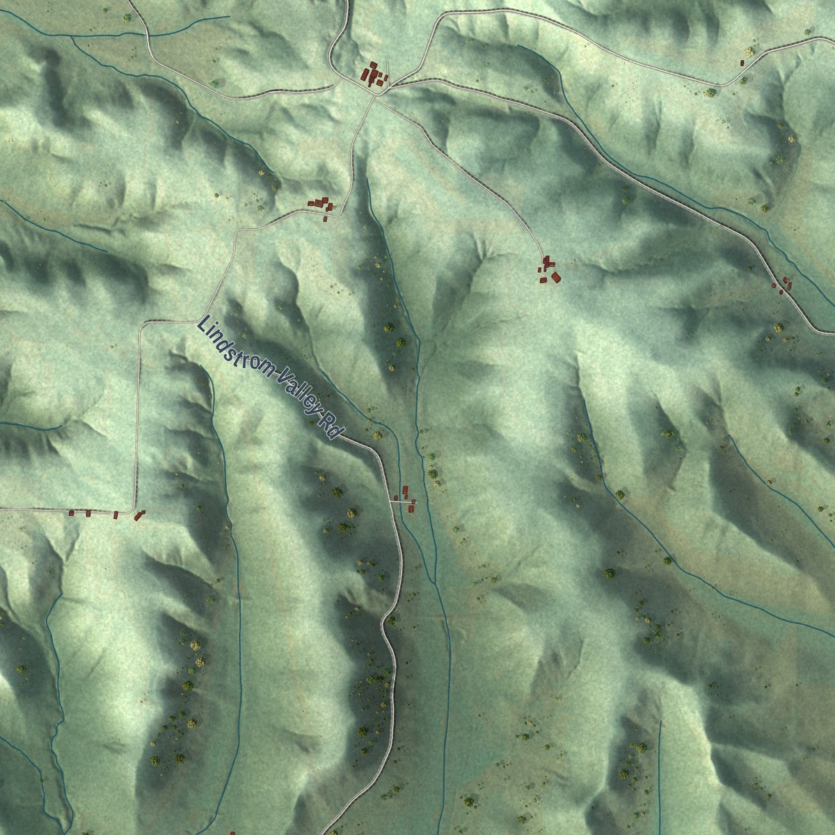 Second close-up of the map of Maxville, Wisconsin print showing more streets and buildings
