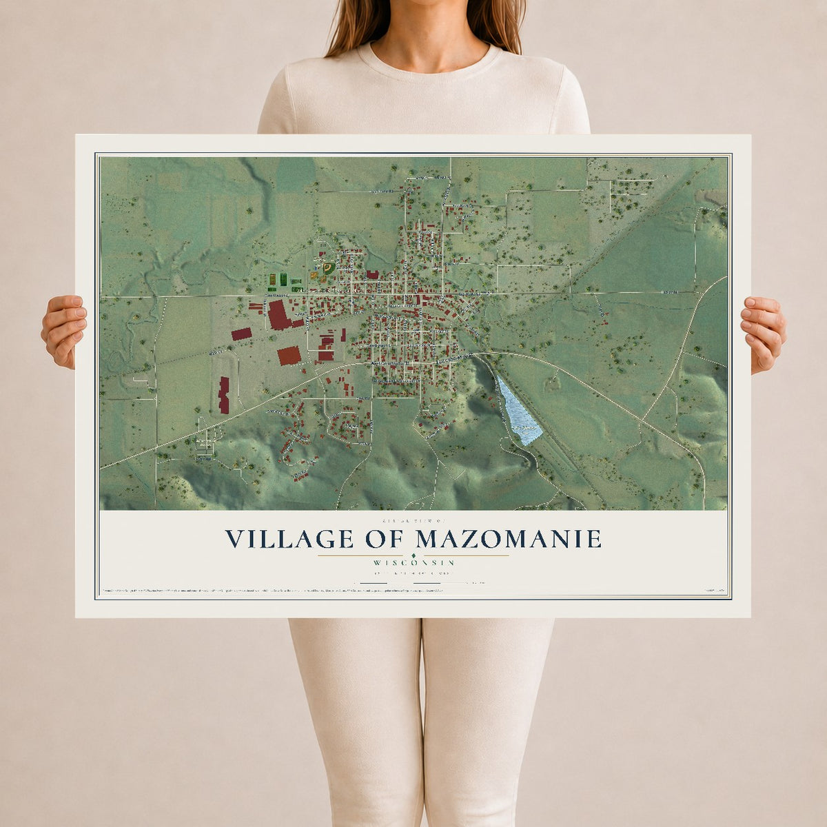 Map of Mazomanie, Wisconsin, 24 x 36 inch unframed archival matte print