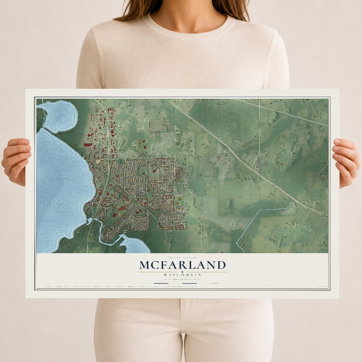 Map of McFarland, Wisconsin, 12 x 18 inch unframed archival matte print
