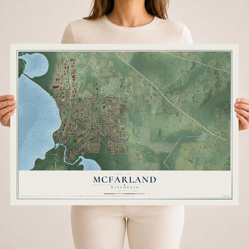 Map of McFarland, Wisconsin, 18 x 24 inch unframed archival matte print