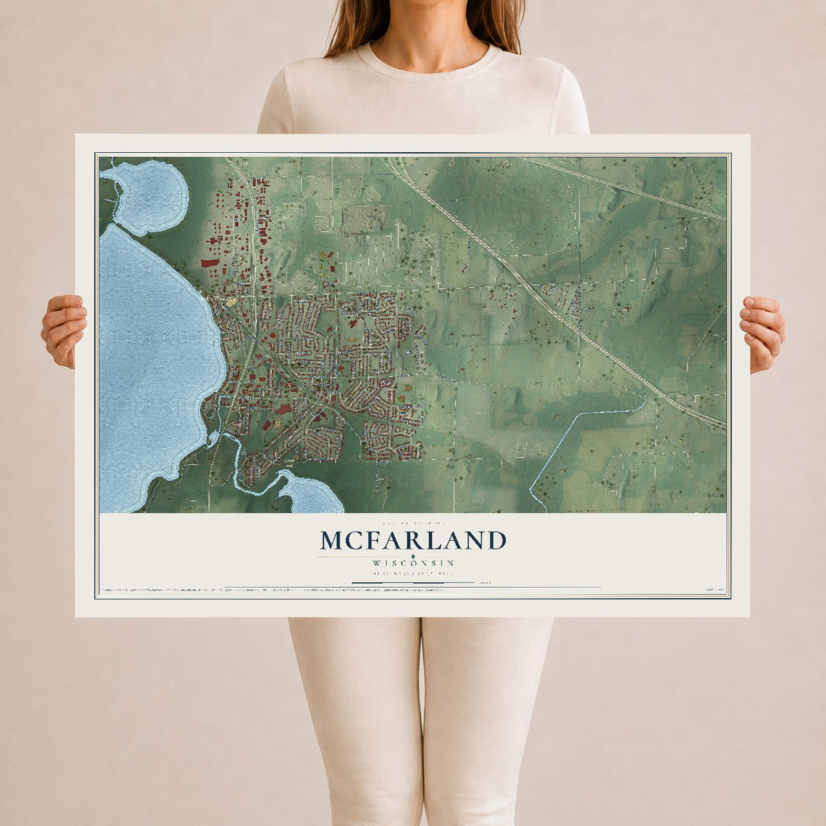 Map of McFarland, Wisconsin, 24 x 36 inch unframed archival matte print