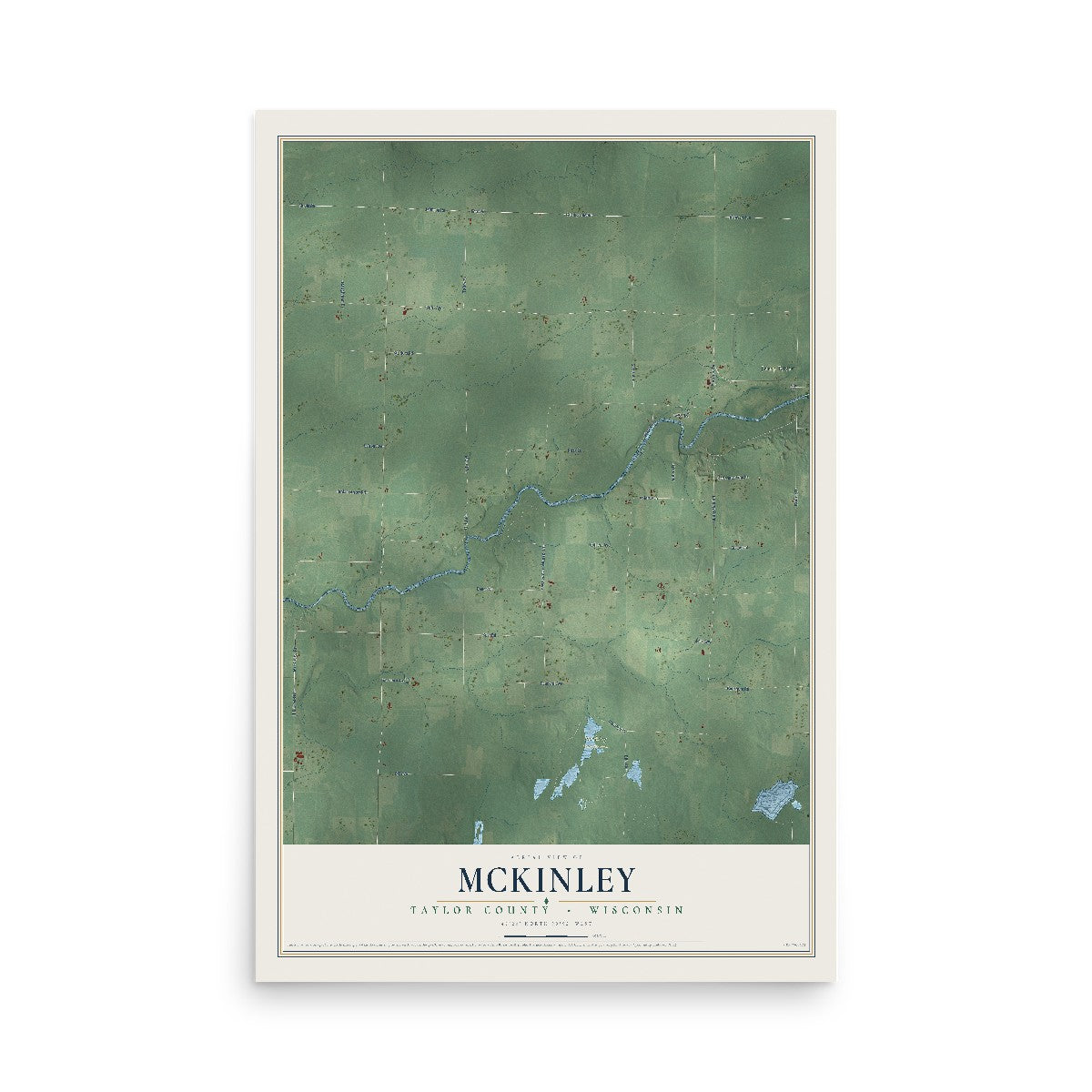 Map of McKinley, Taylor County, Wisconsin, 12 x 18 inch unframed archival matte print