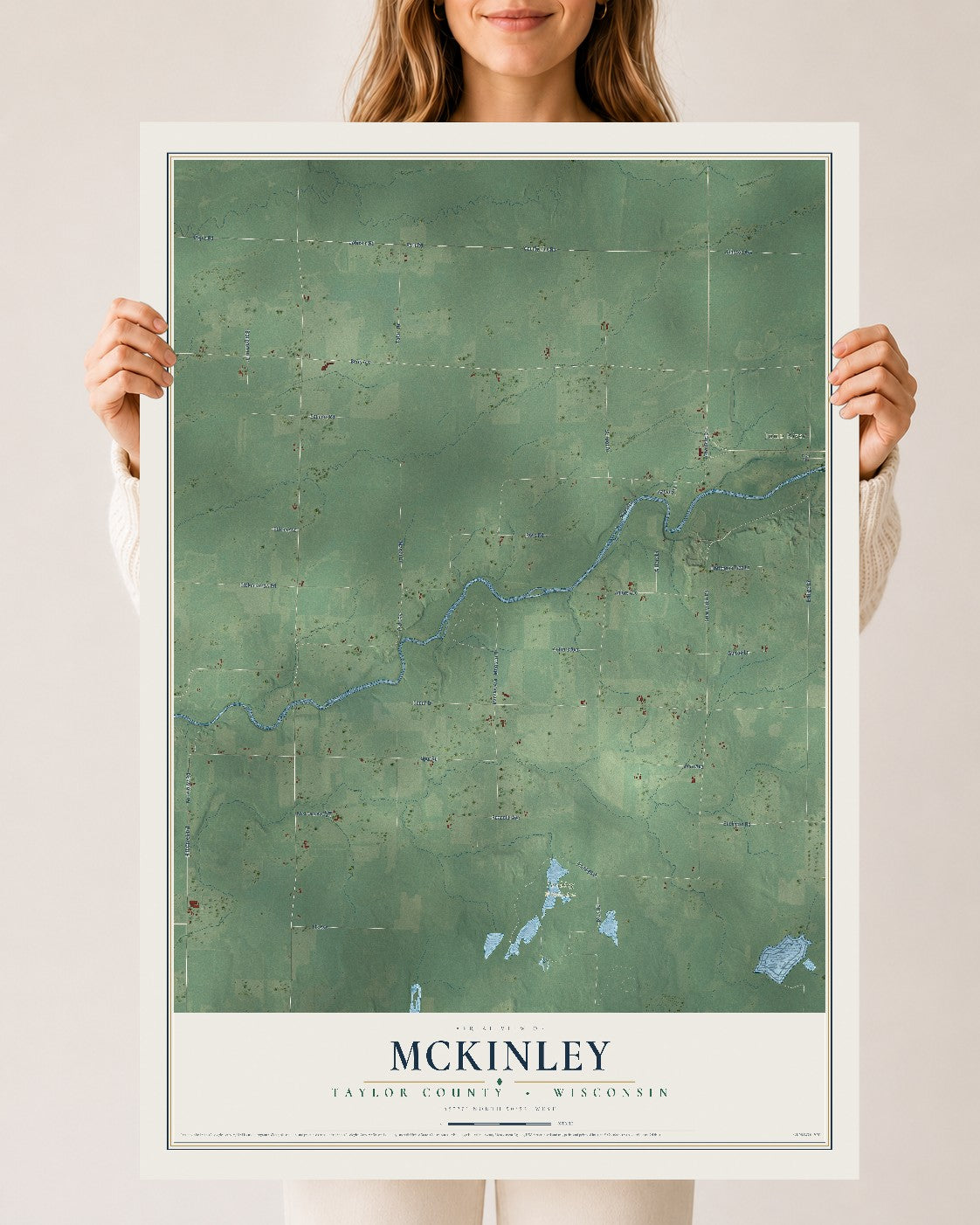 Map of McKinley, Taylor County, Wisconsin, 24 x 36 inch unframed archival matte print