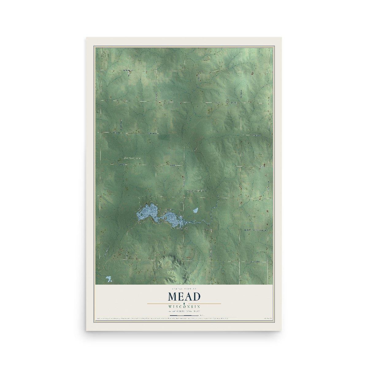 Map of Mead, Wisconsin, 12 x 18 inch unframed archival matte print