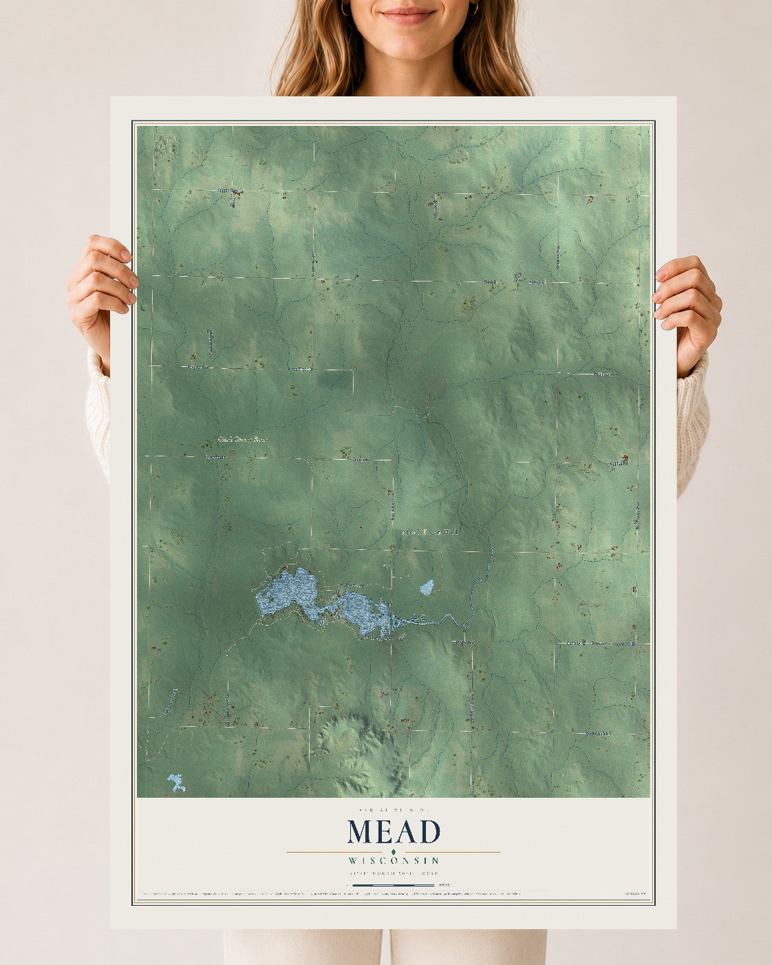Map of Mead, Wisconsin, 24 x 36 inch unframed archival matte print