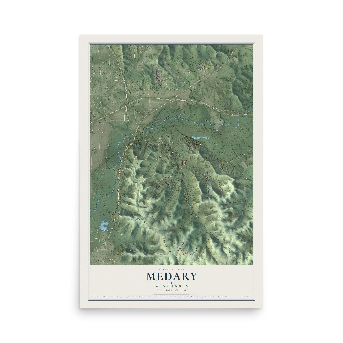 Map of Medary, Wisconsin, 12 x 18 inch unframed archival matte print