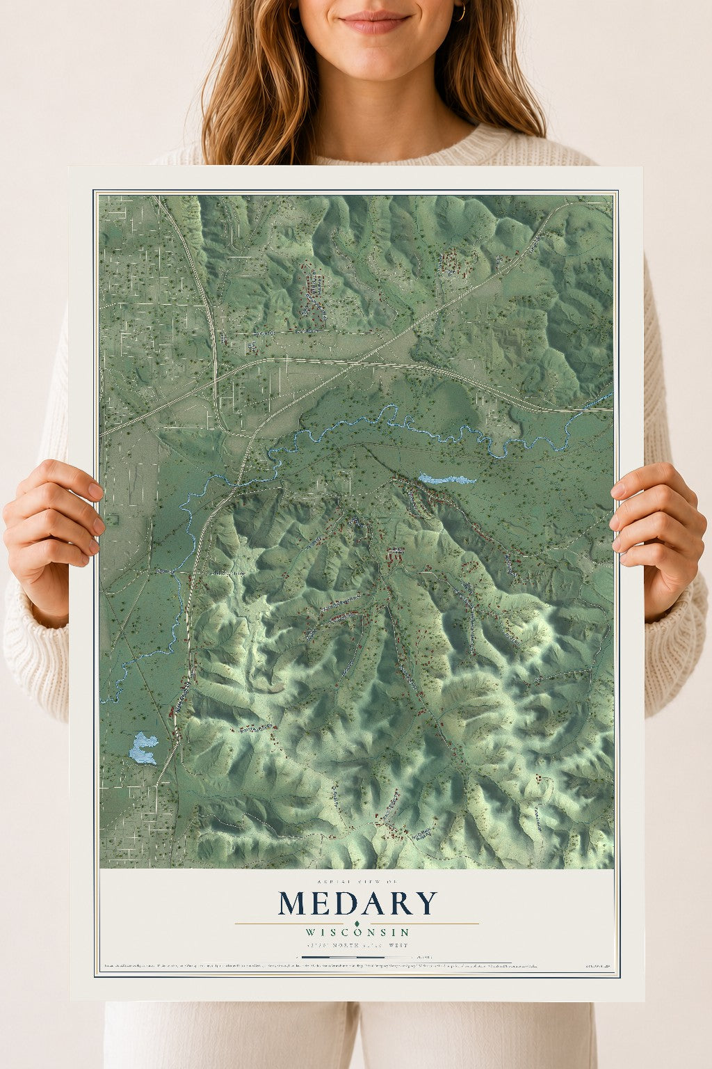Map of Medary, Wisconsin, 18 x 24 inch unframed archival matte print