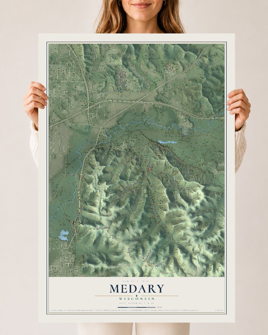 Map of Medary, Wisconsin, 24 x 36 inch unframed archival matte print