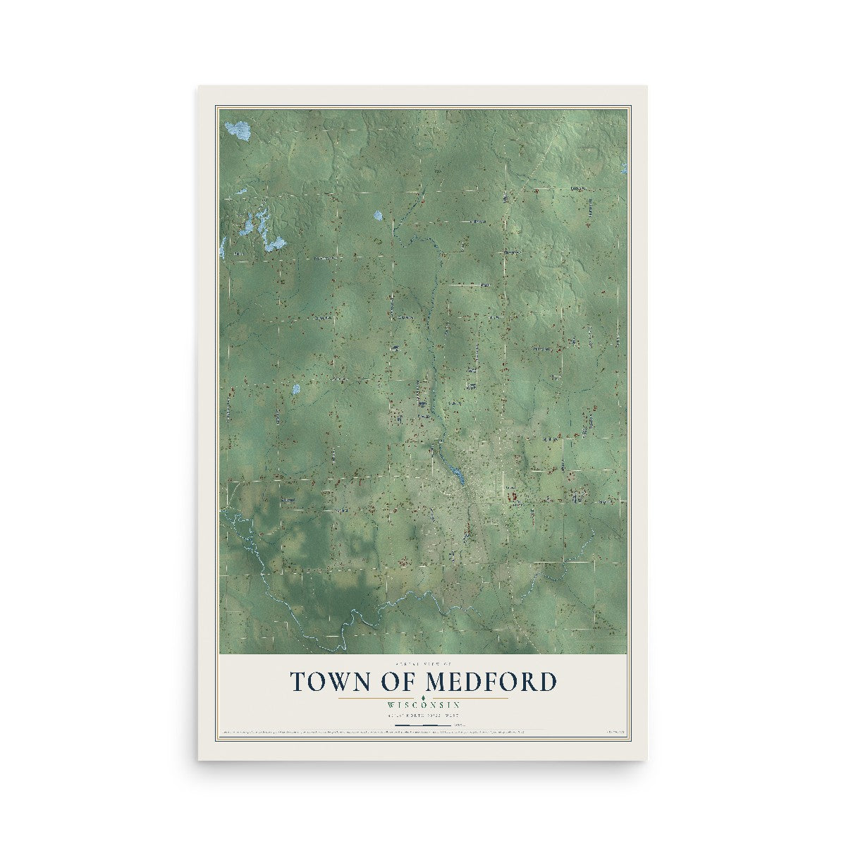 Map of the Town of Medford, Wisconsin, 12 x 18 inch unframed archival matte print