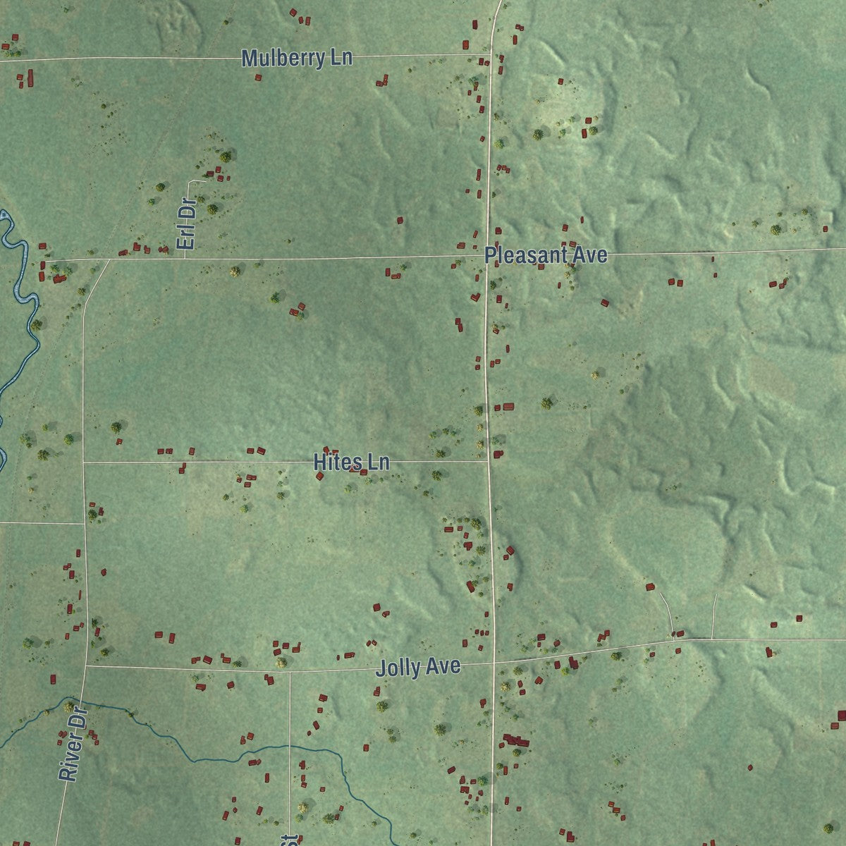 Second close-up of the map of the Town of Medford, Wisconsin print showing more streets and buildings