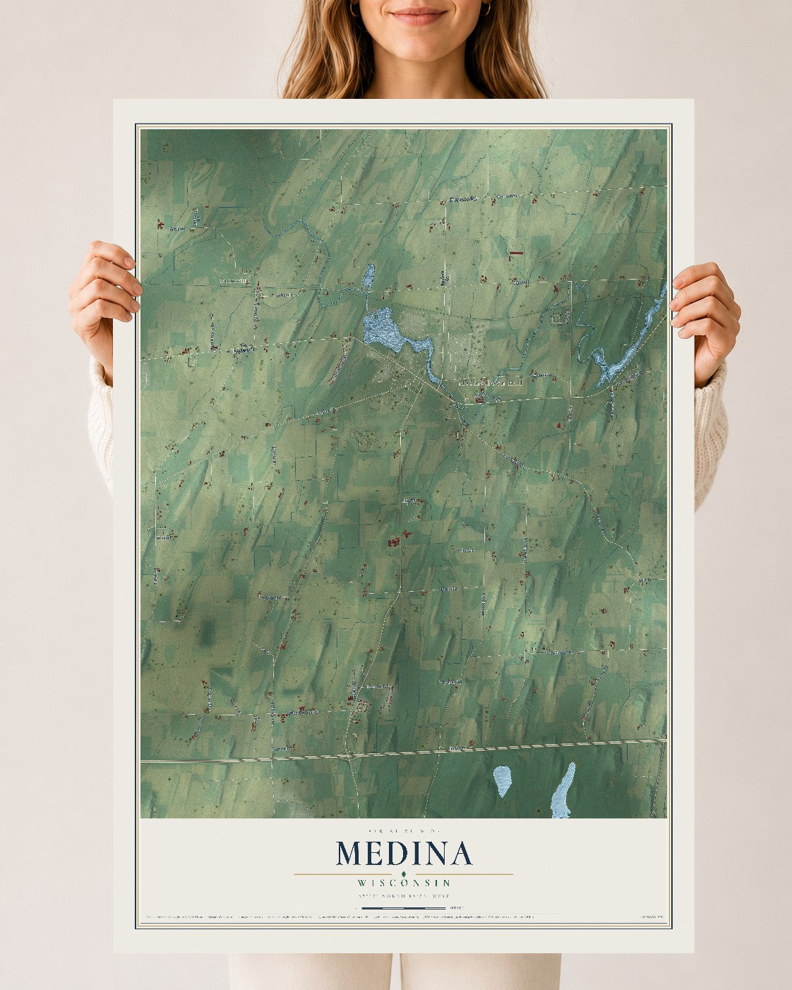 Map of Medina, Wisconsin, 24 x 36 inch unframed archival matte print