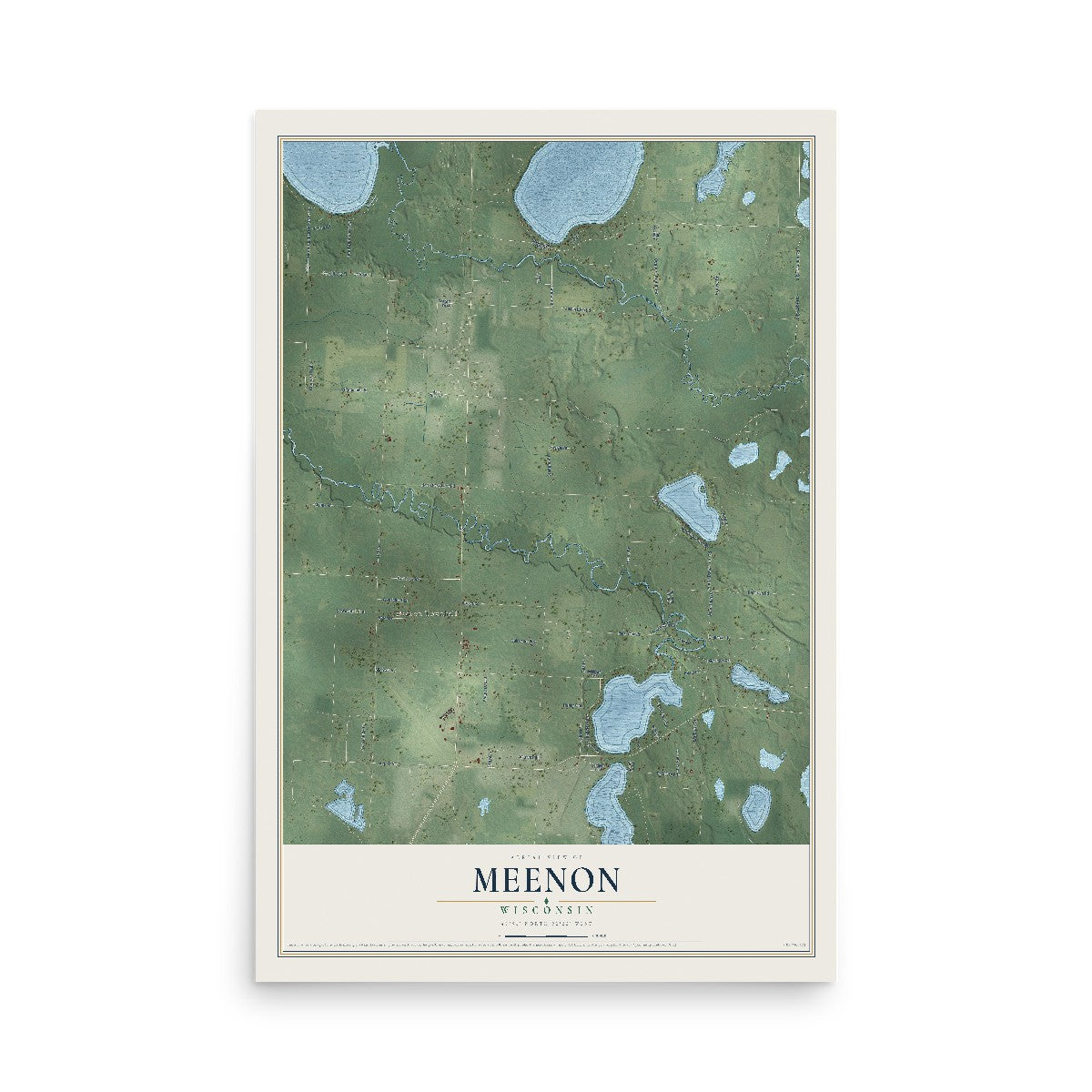 Map of Meenon, Wisconsin, 12 x 18 inch unframed archival matte print