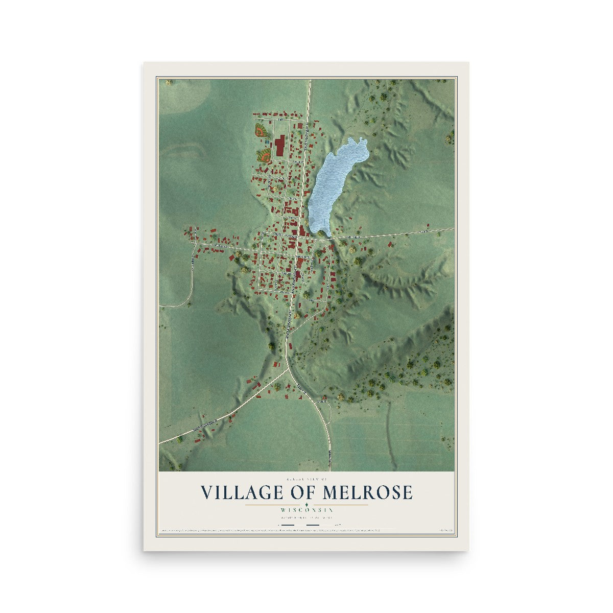 Map of Melrose, Wisconsin, 12 x 18 inch unframed archival matte print