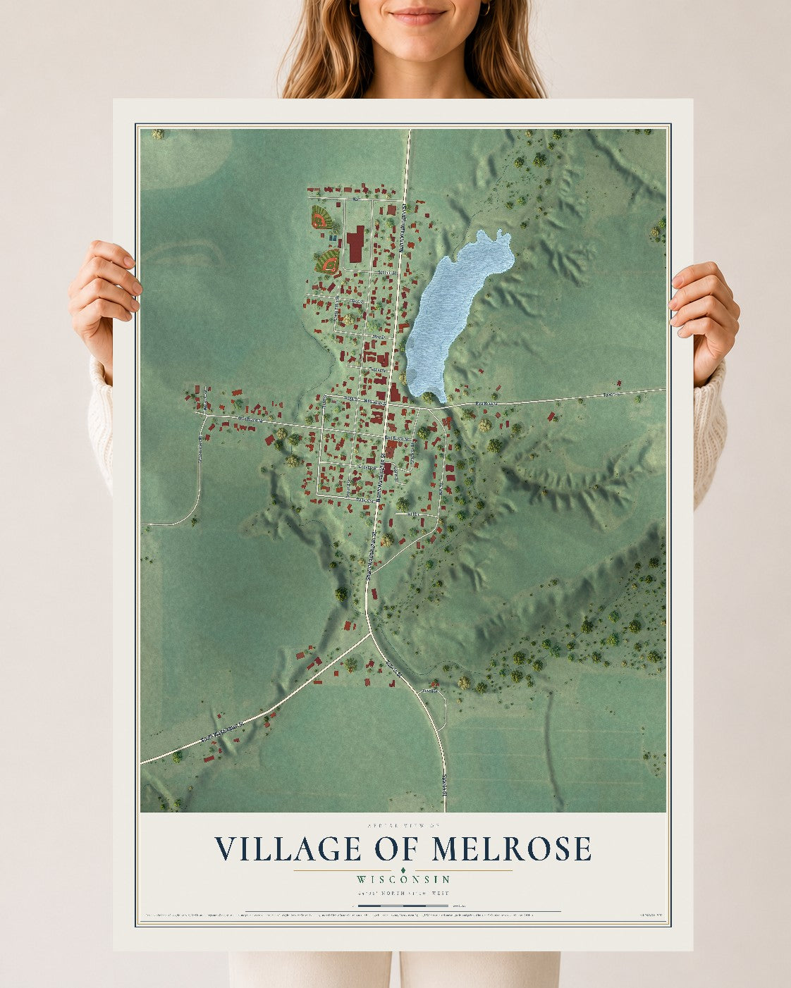 Map of Melrose, Wisconsin, 24 x 36 inch unframed archival matte print