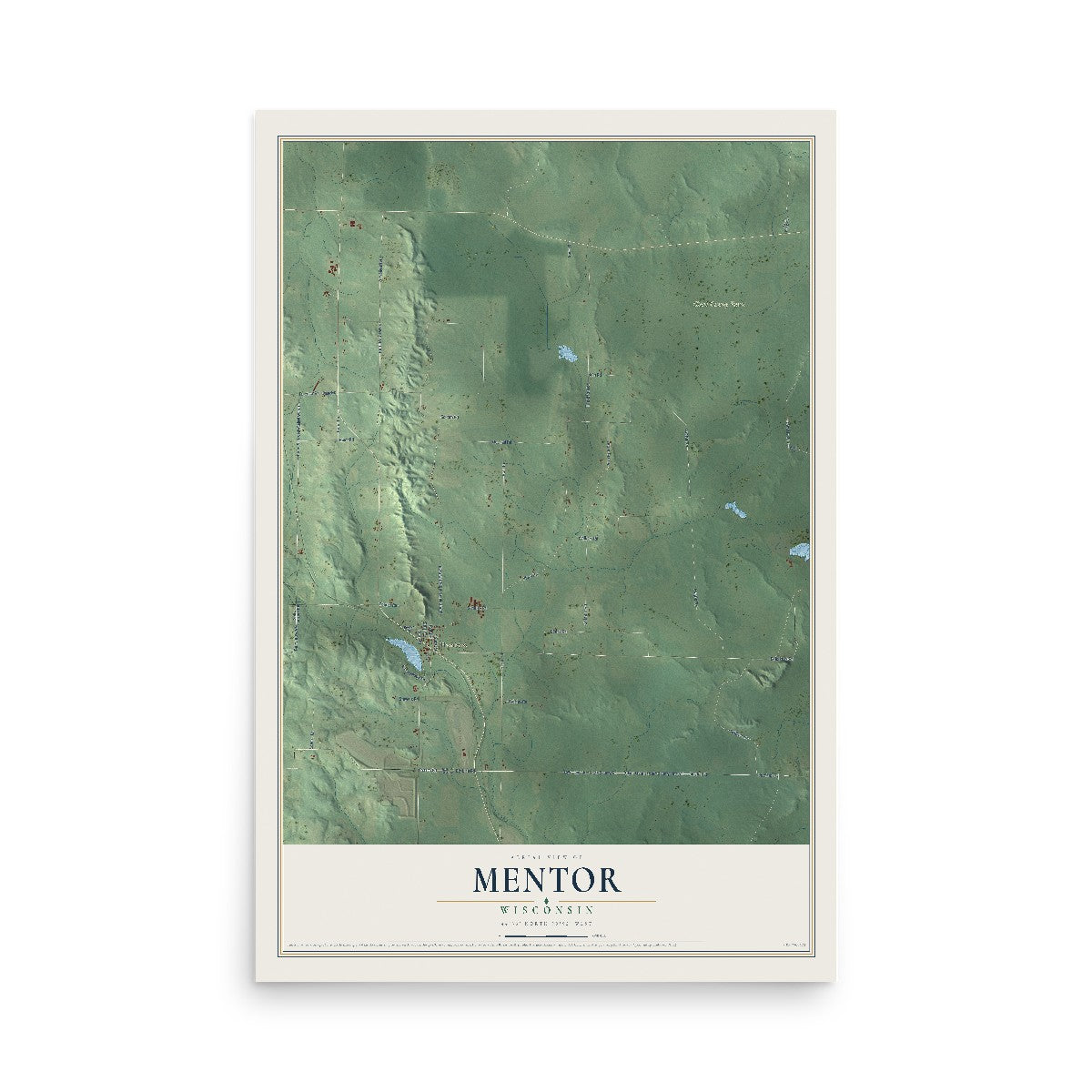Map of Mentor, Wisconsin, 12 x 18 inch unframed archival matte print