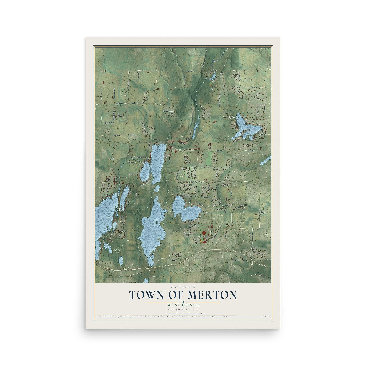 Map of the Town of Merton, Wisconsin, 12 x 18 inch unframed archival matte print