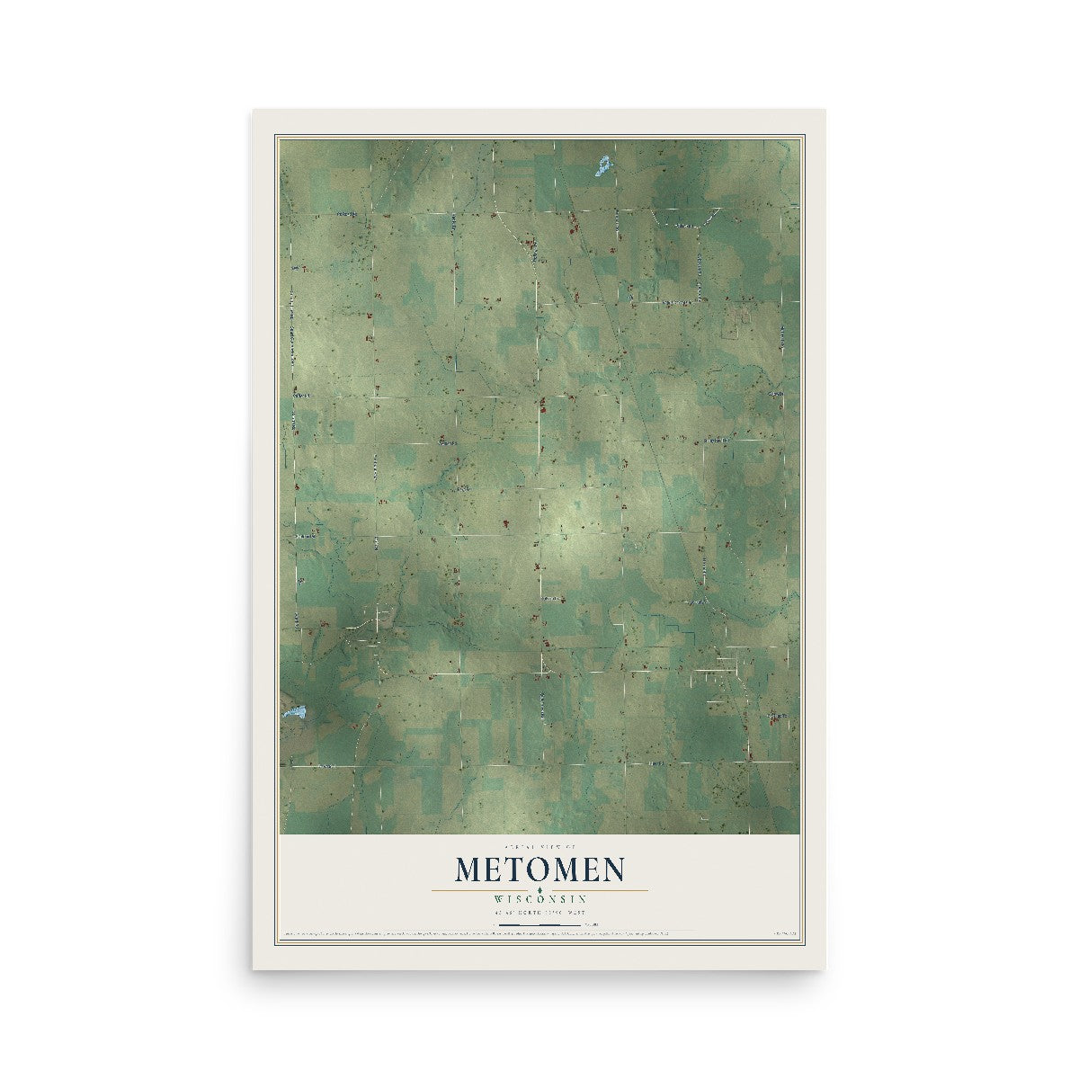 Map of Metomen, Wisconsin, 12 x 18 inch unframed archival matte print