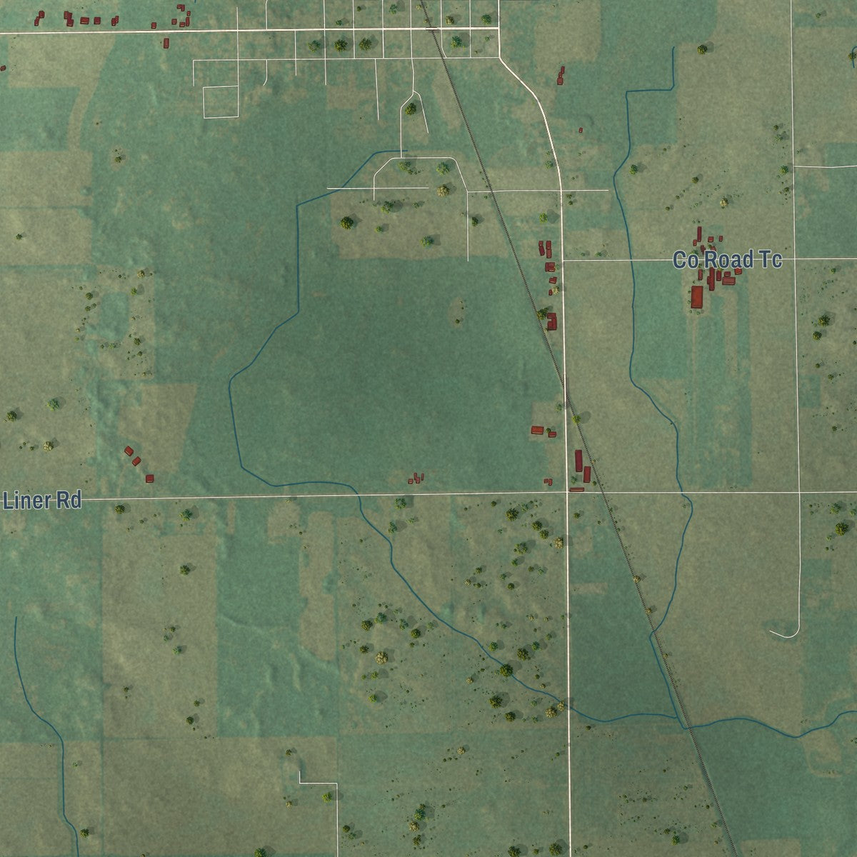 Second close-up of the map of Metomen, Wisconsin print showing more streets and buildings