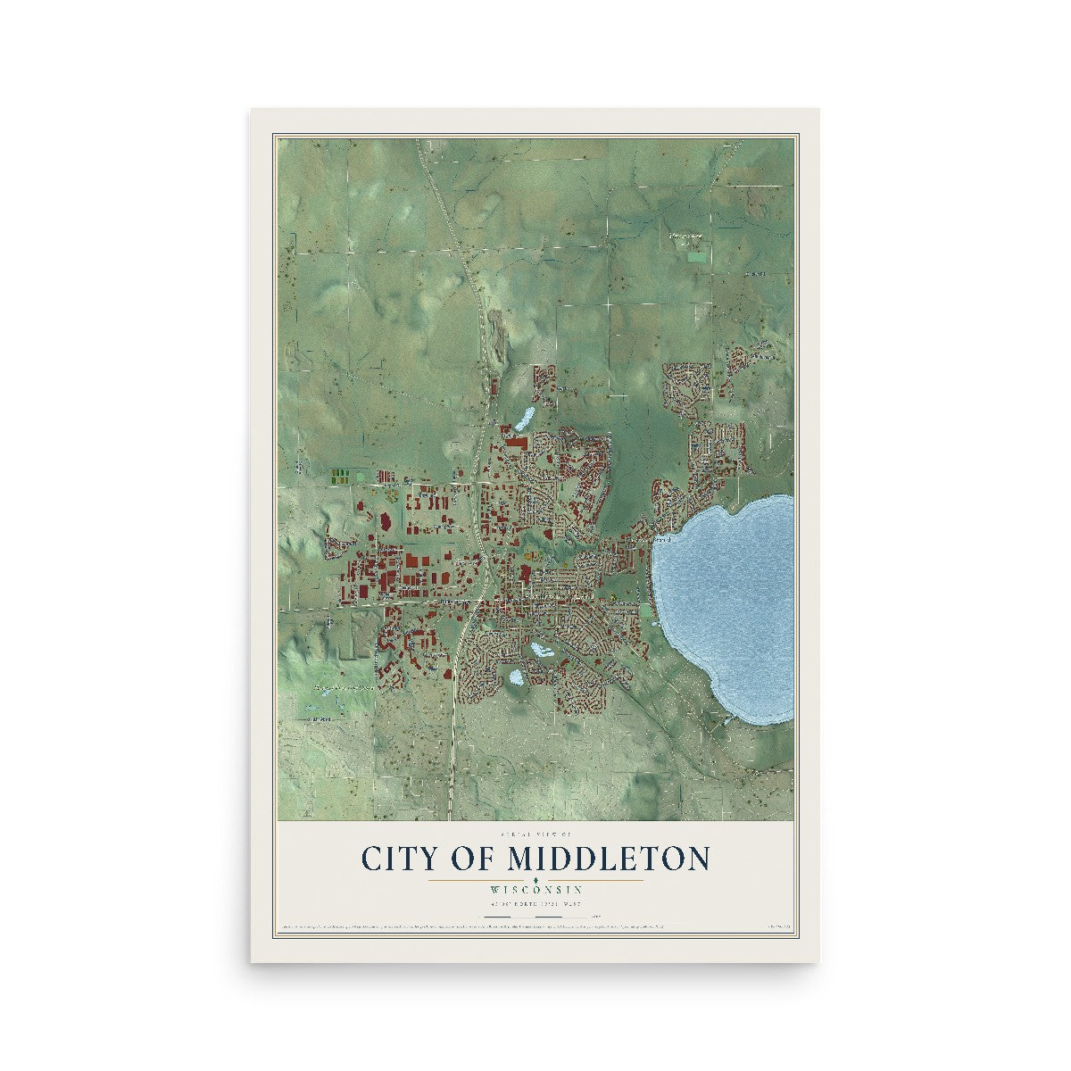 Map of Middleton, Wisconsin, 12 x 18 inch unframed archival matte print