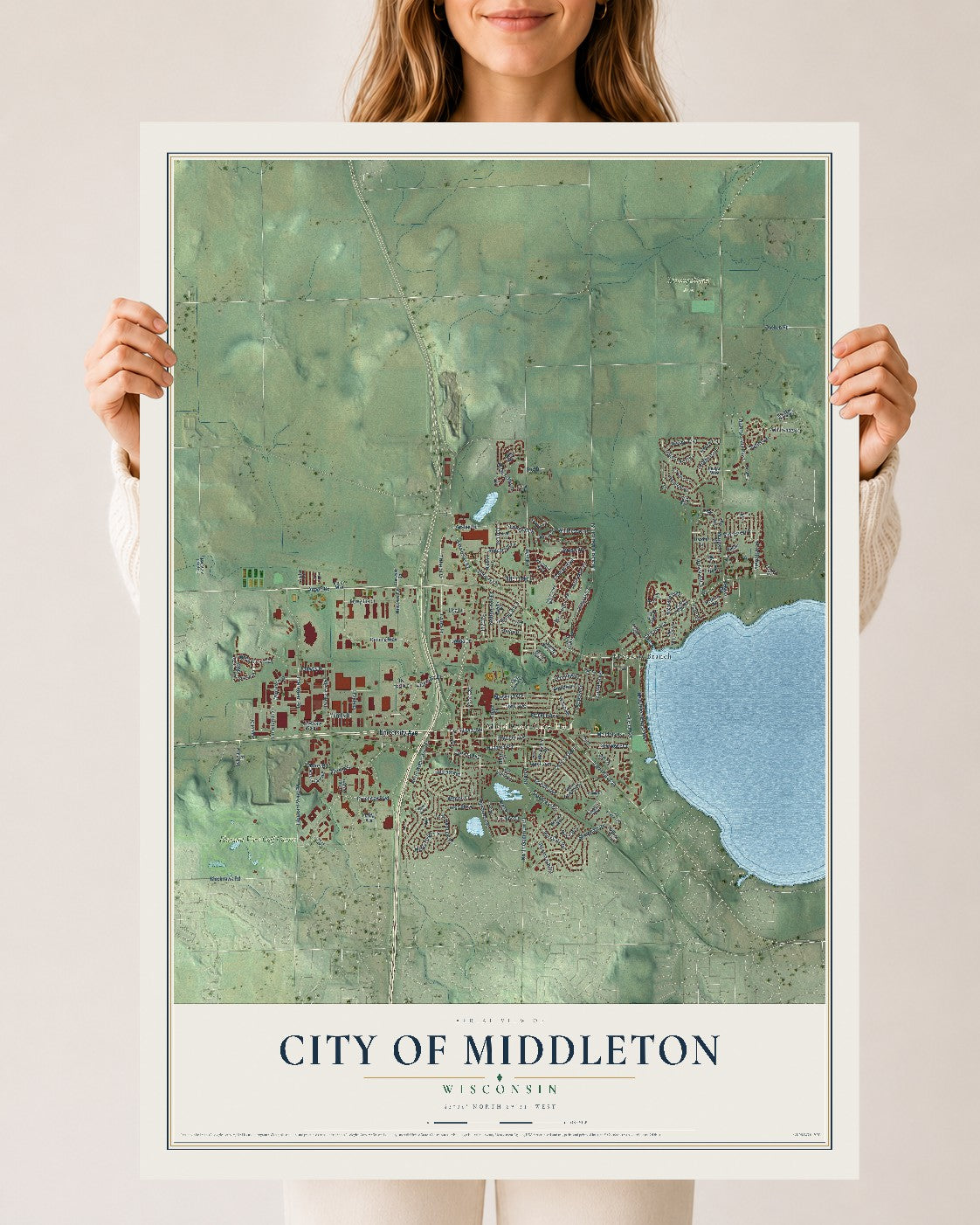 Map of Middleton, Wisconsin, 24 x 36 inch unframed archival matte print