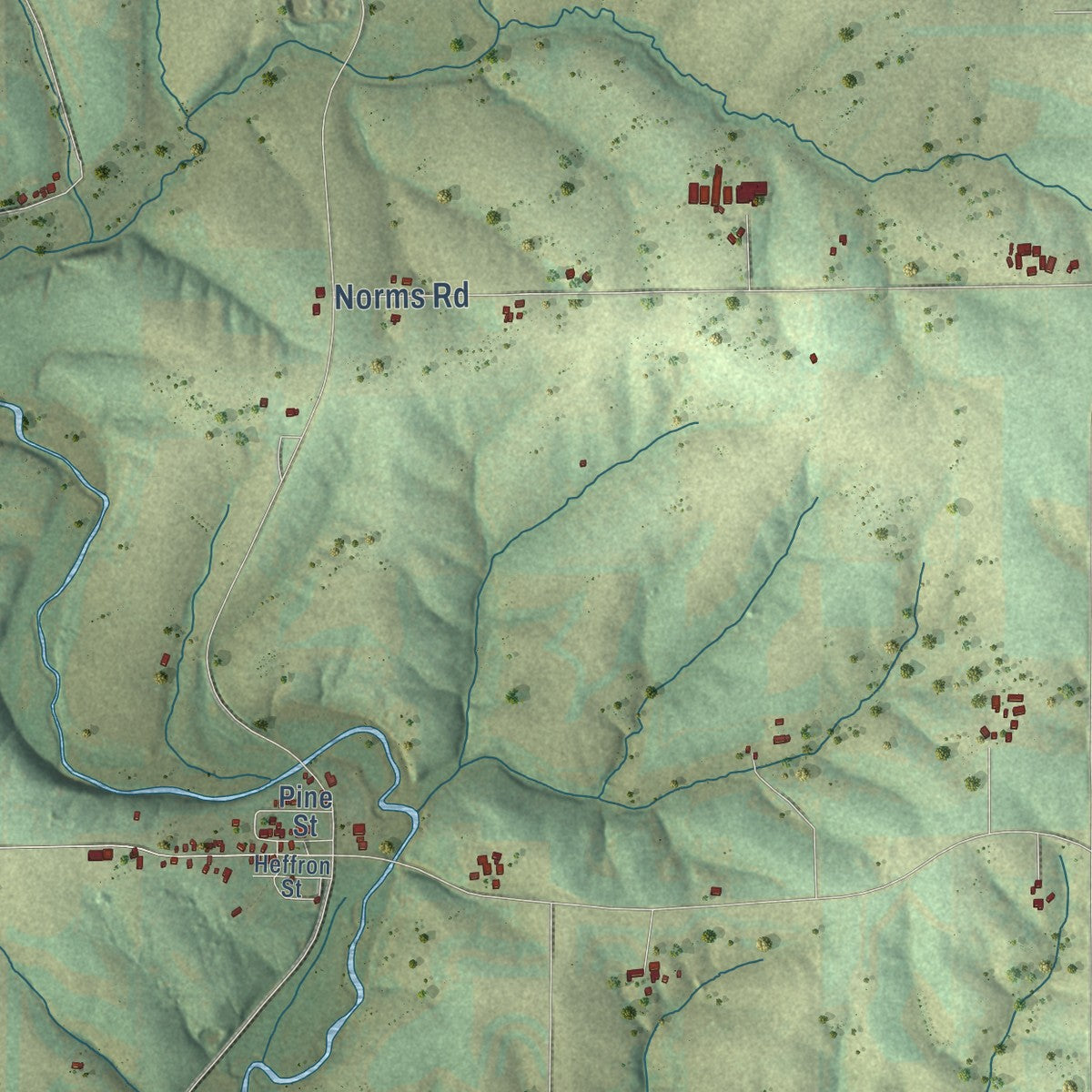 Close-up of the map of Mifflin, Wisconsin print showing street and building detail