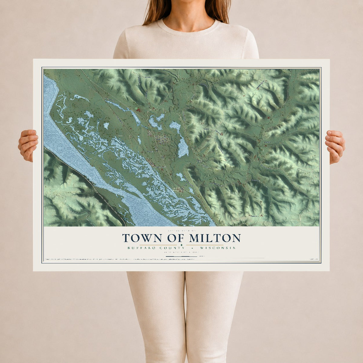 Map of the Town of Milton, Buffalo County, Wisconsin, 24 x 36 inch unframed archival matte print