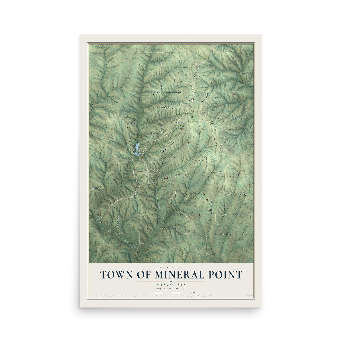 Map of the Town of Mineral Point, Wisconsin, 12 x 18 inch unframed archival matte print