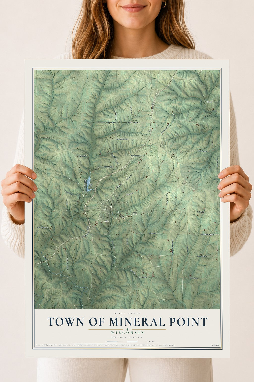 Map of the Town of Mineral Point, Wisconsin, 18 x 24 inch unframed archival matte print