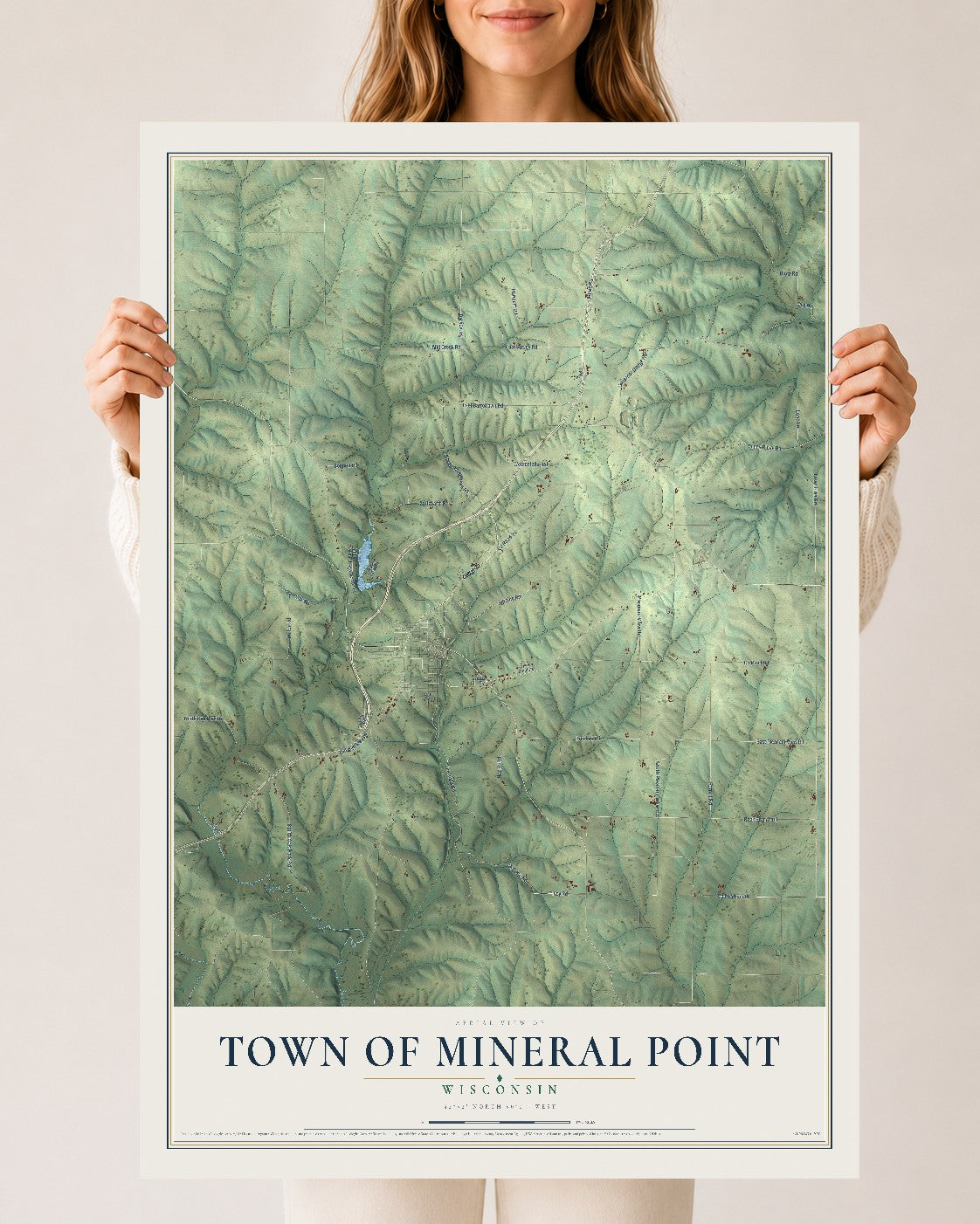 Map of the Town of Mineral Point, Wisconsin, 24 x 36 inch unframed archival matte print