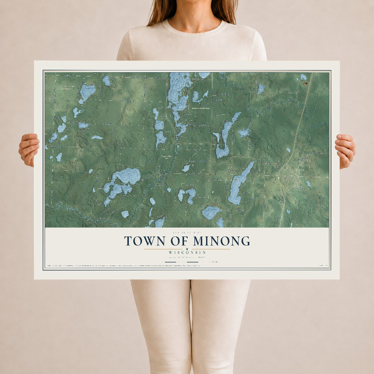Map of the Town of Minong, Wisconsin, 24 x 36 inch unframed archival matte print