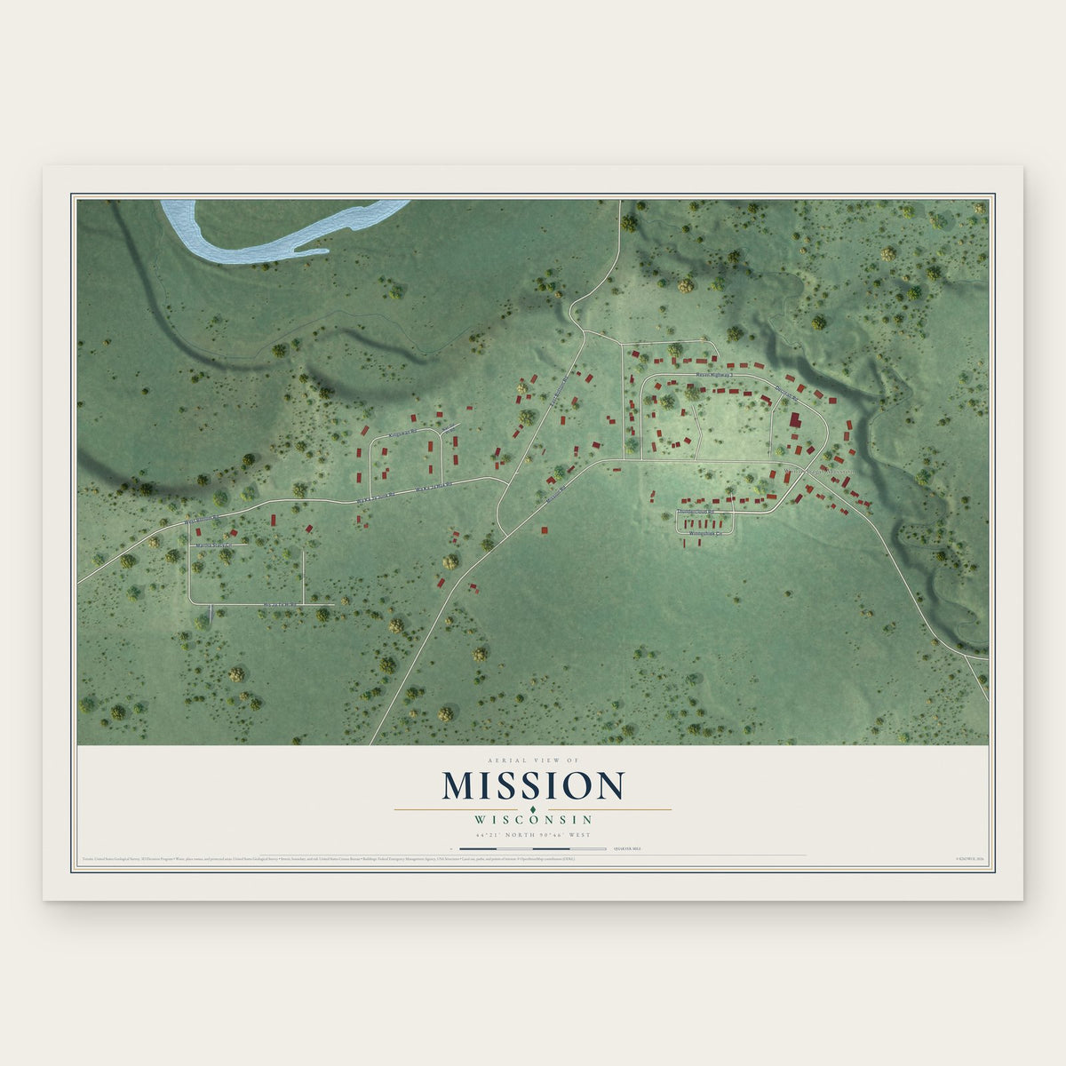 Mission, Wisconsin map print, the full design