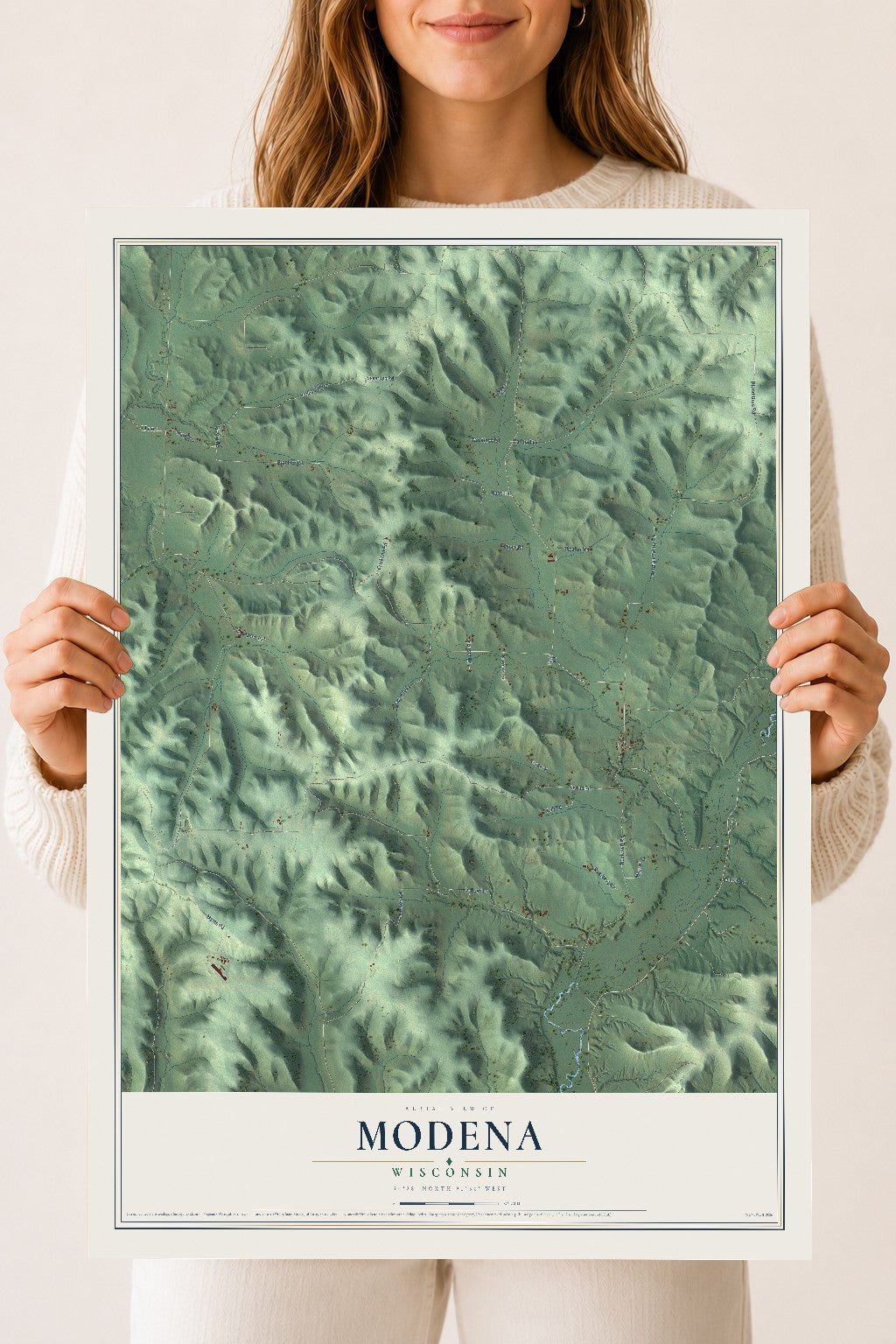 Map of Modena, Wisconsin, 18 x 24 inch unframed archival matte print