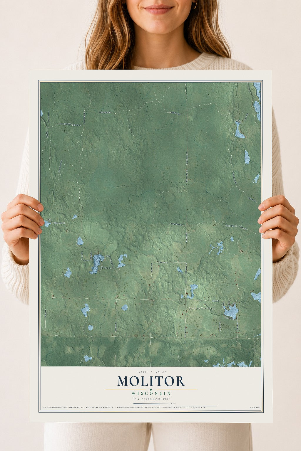 Map of Molitor, Wisconsin, 18 x 24 inch unframed archival matte print