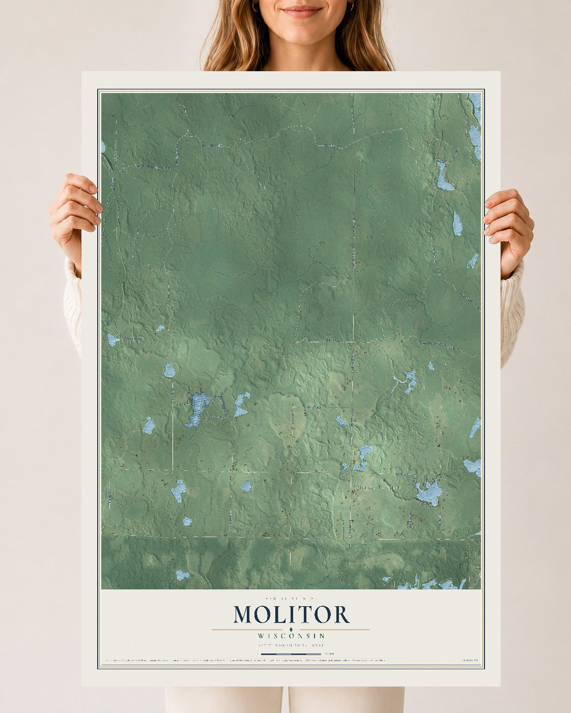 Map of Molitor, Wisconsin, 24 x 36 inch unframed archival matte print