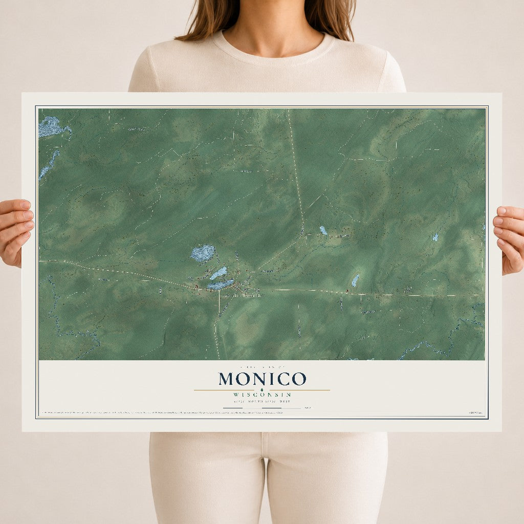 Map of Monico, Wisconsin, 18 x 24 inch unframed archival matte print