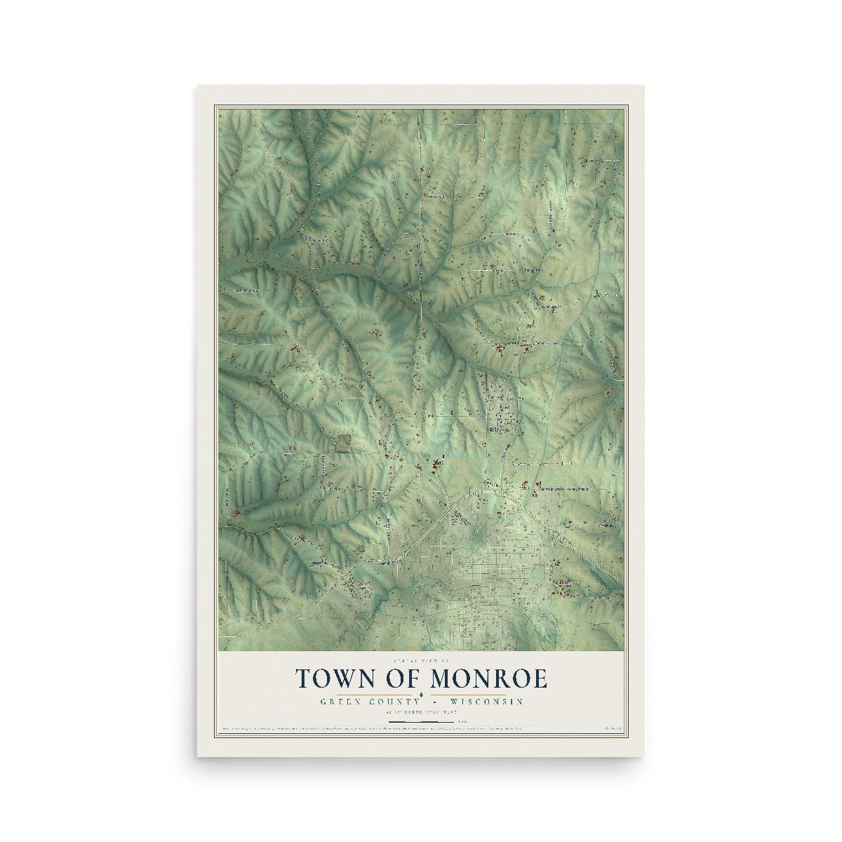 Map of the Town of Monroe, Green County, Wisconsin, 12 x 18 inch unframed archival matte print