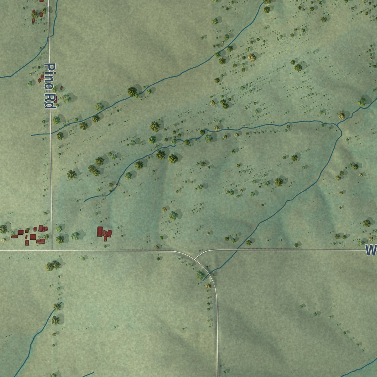 Second close-up of the map of Monticello, Lafayette County, Wisconsin print showing more streets and buildings