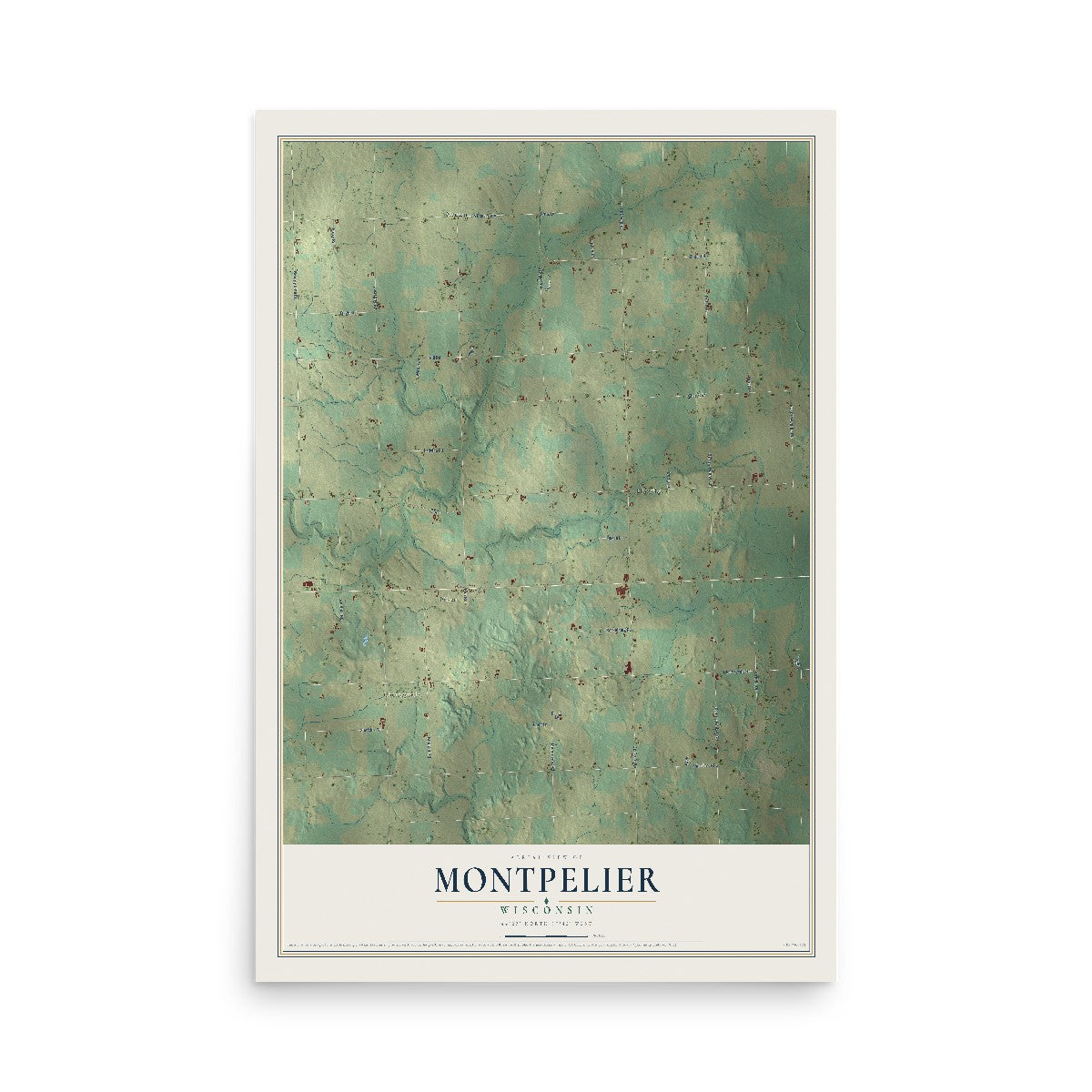 Map of Montpelier, Wisconsin, 12 x 18 inch unframed archival matte print