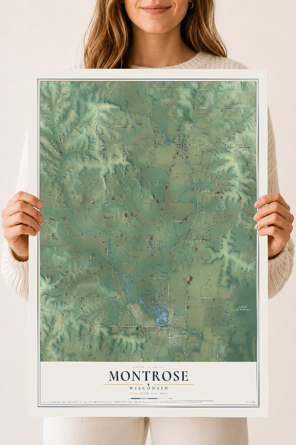 Map of Montrose, Wisconsin, 18 x 24 inch unframed archival matte print