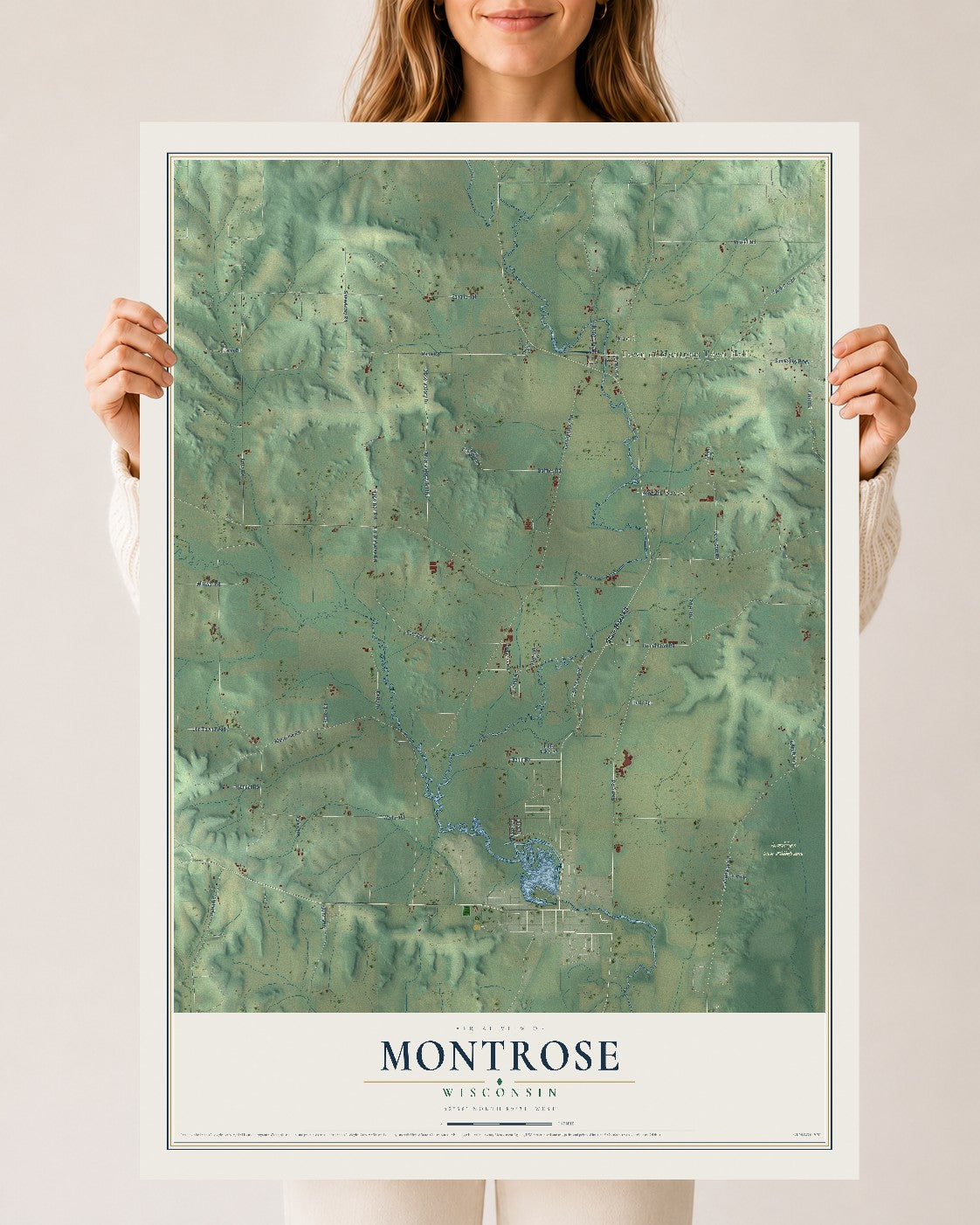 Map of Montrose, Wisconsin, 24 x 36 inch unframed archival matte print